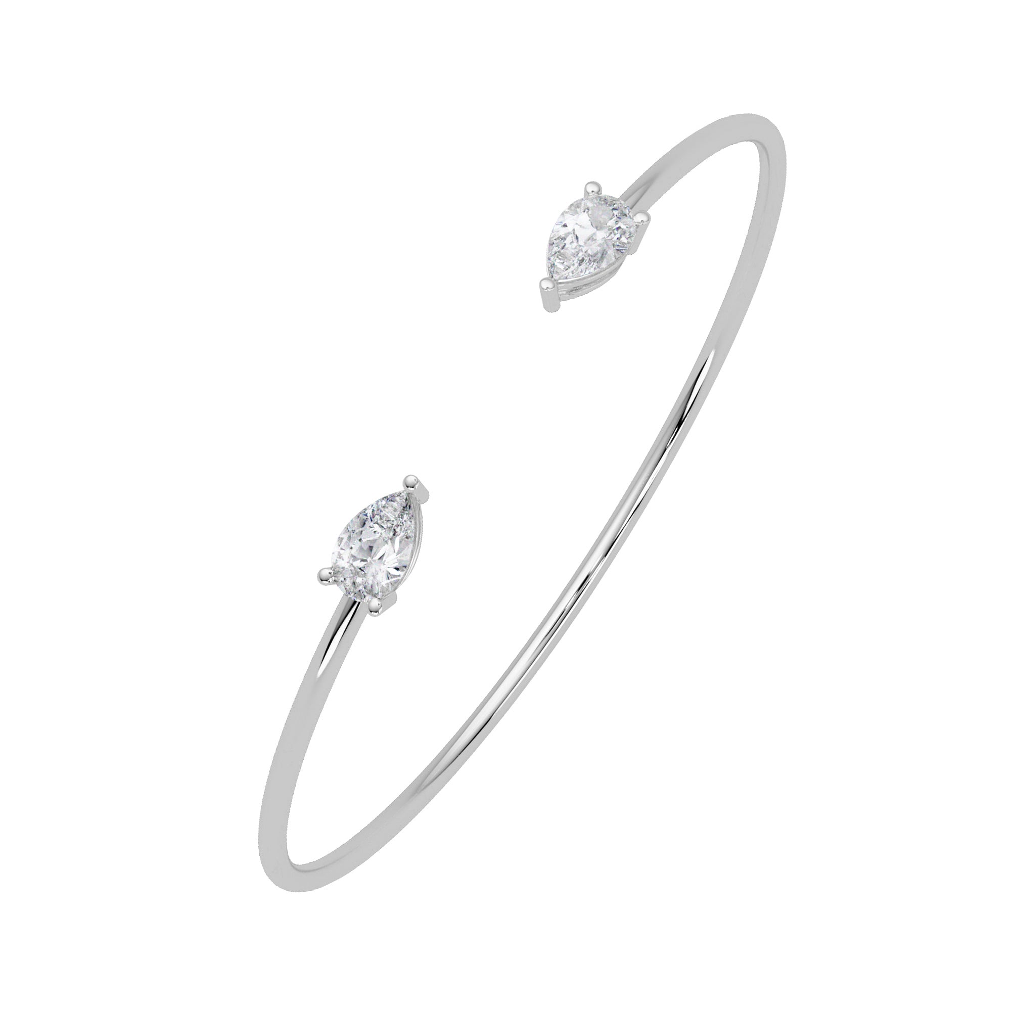 Lab Grown Diamond 1.50 CTW Pear Open Cuff Bracelet-925 Sterling Silver