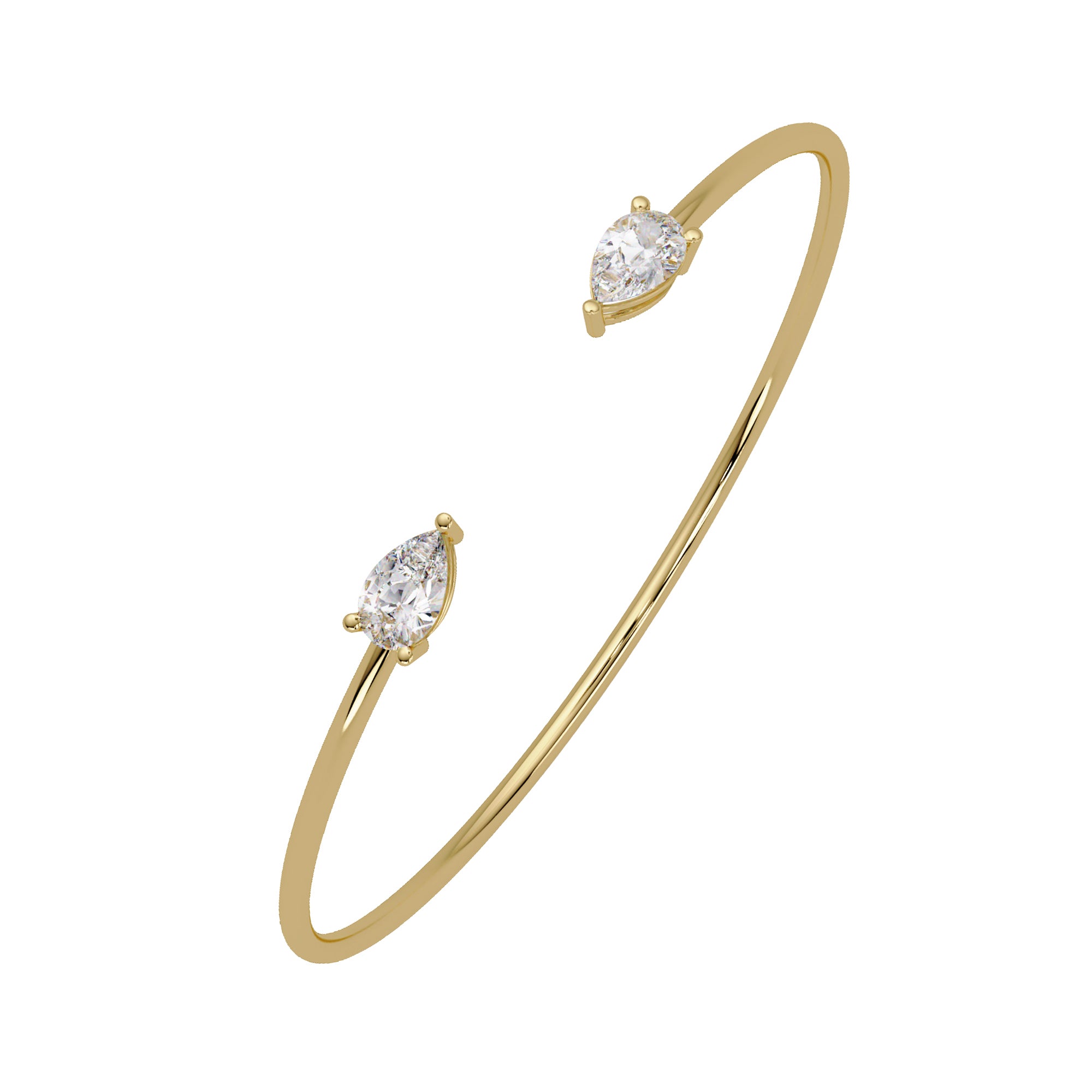 Lab Grown Diamond 1.50 CTW Pear Open Cuff Bracelet-925 Sterling Silver