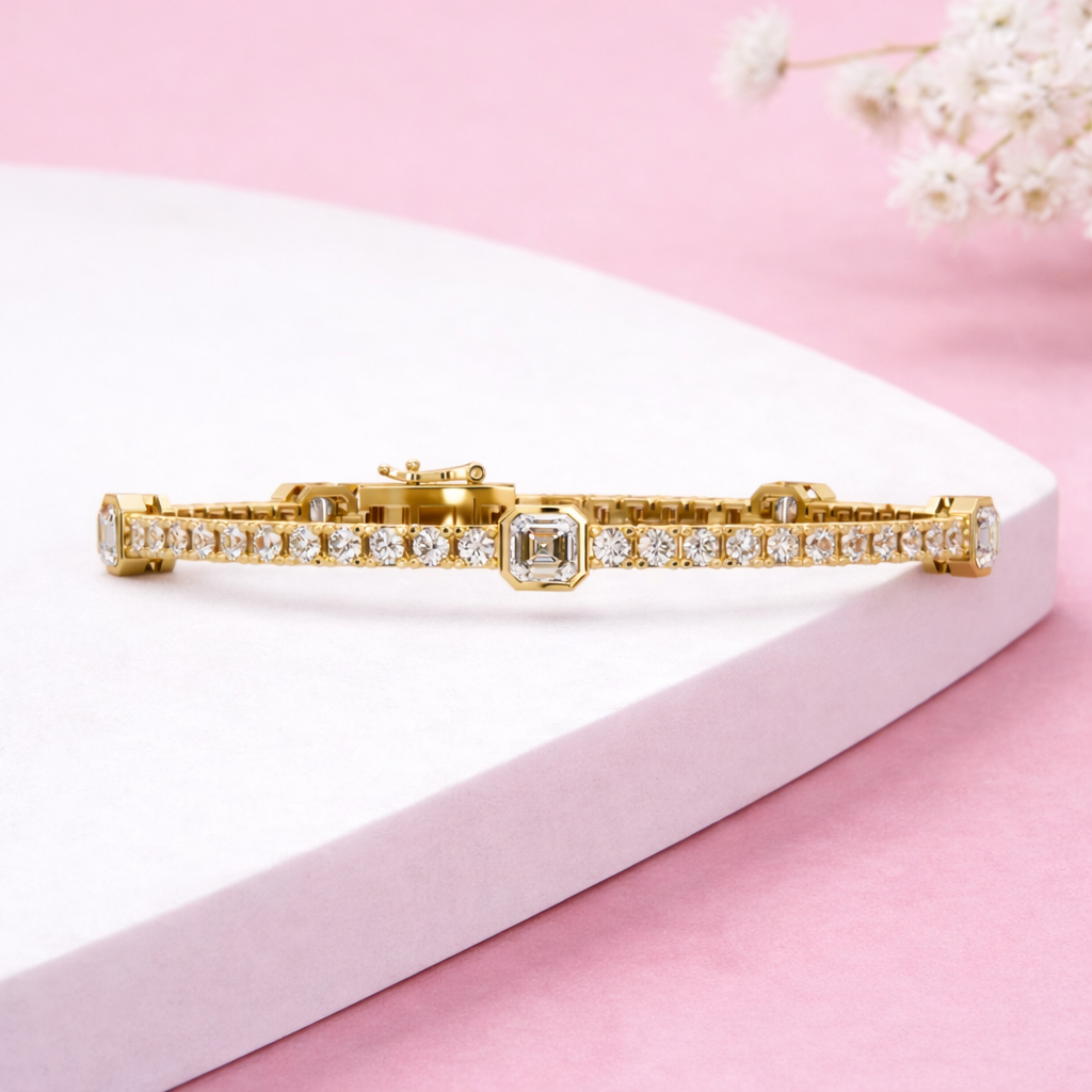 Lab Grown Diamond 4.50 CTW Octagon Tennis Bracelet-925 Sterling Silver