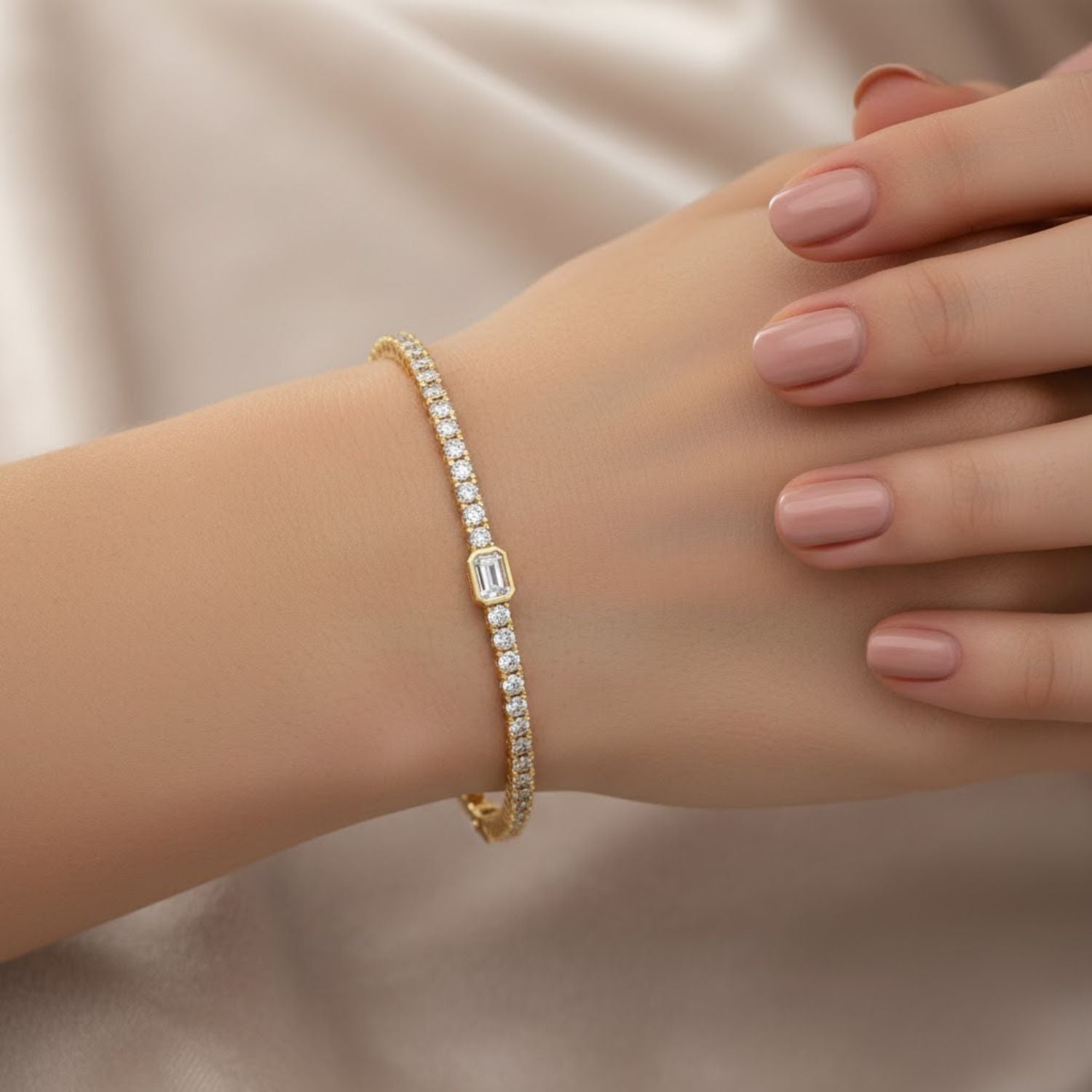 Lab Grown Diamond 4.25 CTW Octagon Tennis Bracelet-925 Sterling Silver