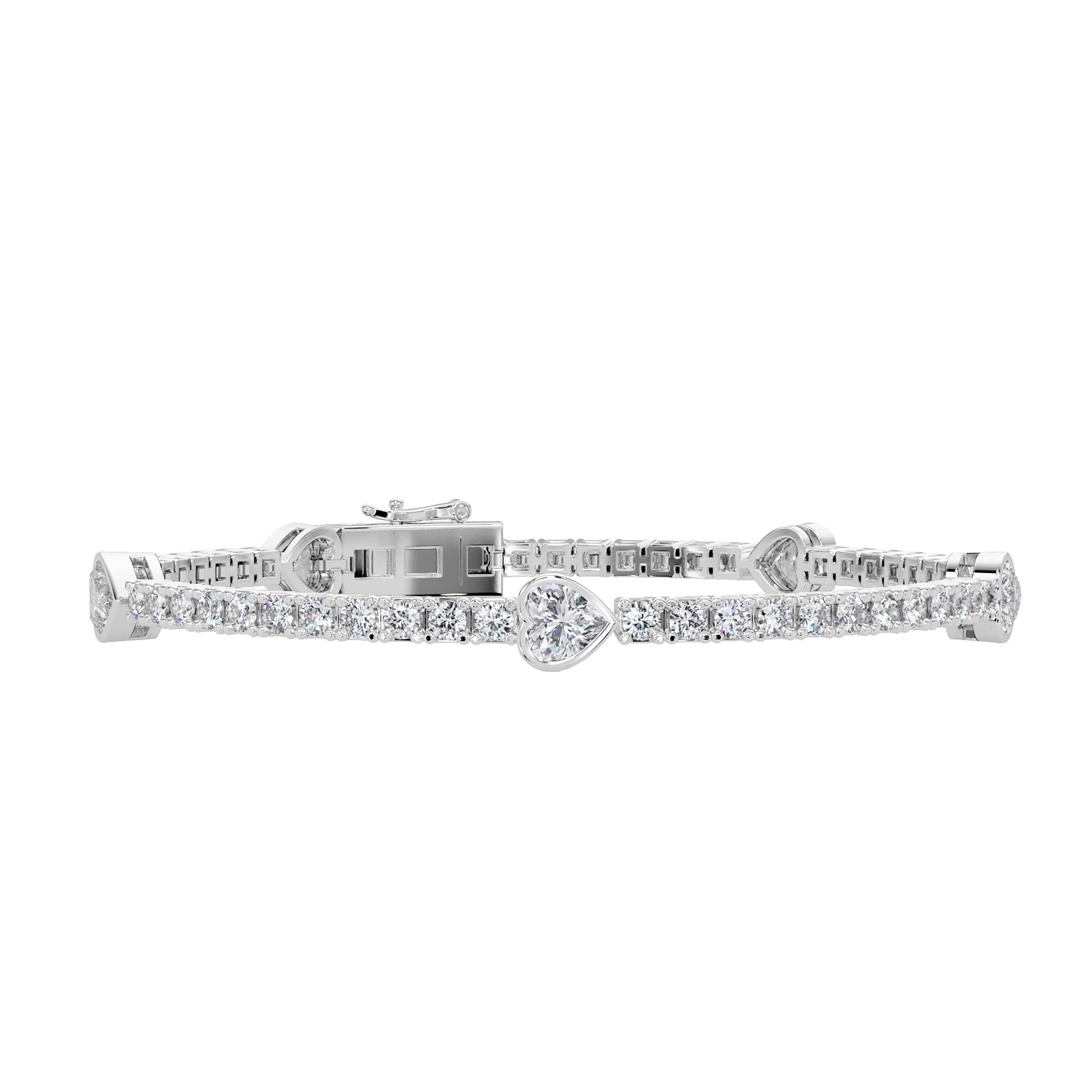 Lab Grown Diamond 4.40 CTW Heart Tennis Bracelet-925 Sterling Silver