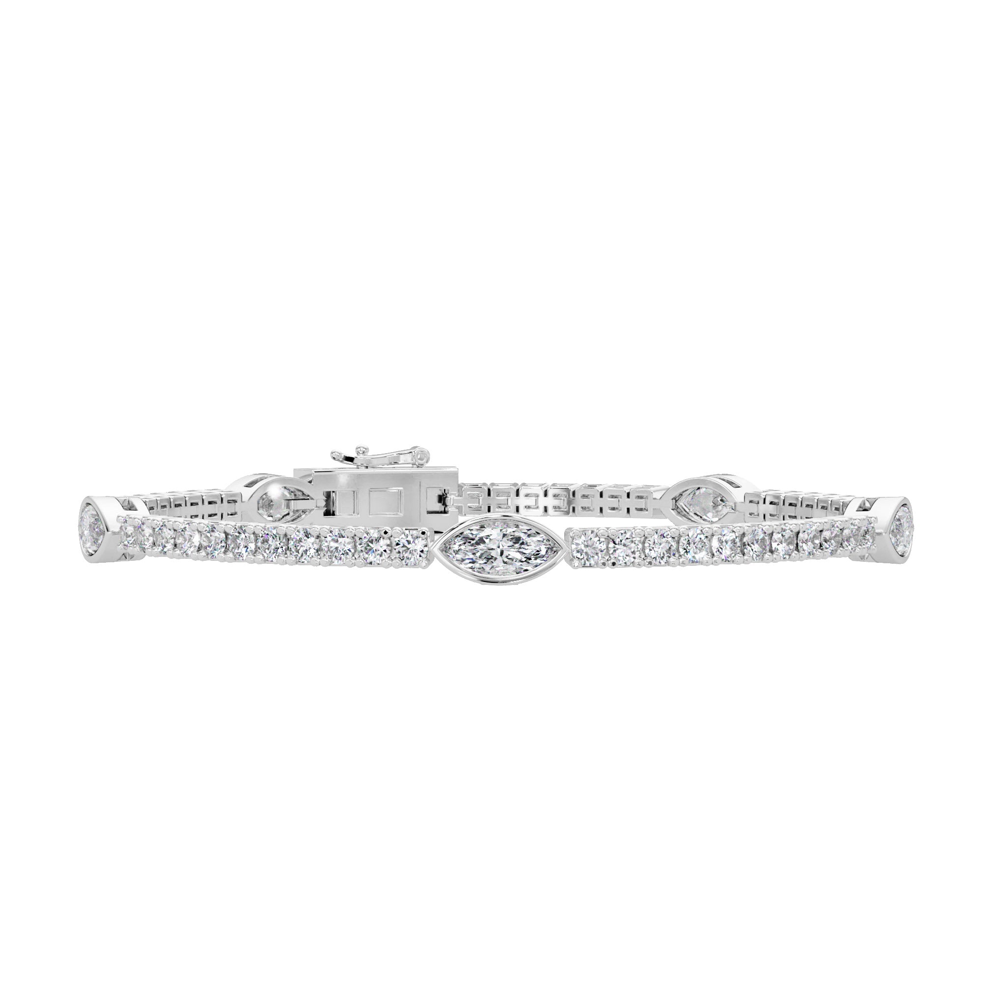 Lab Grown Diamond 4.35 CTW Marquise Tennis Bracelet-925 Sterling Silver