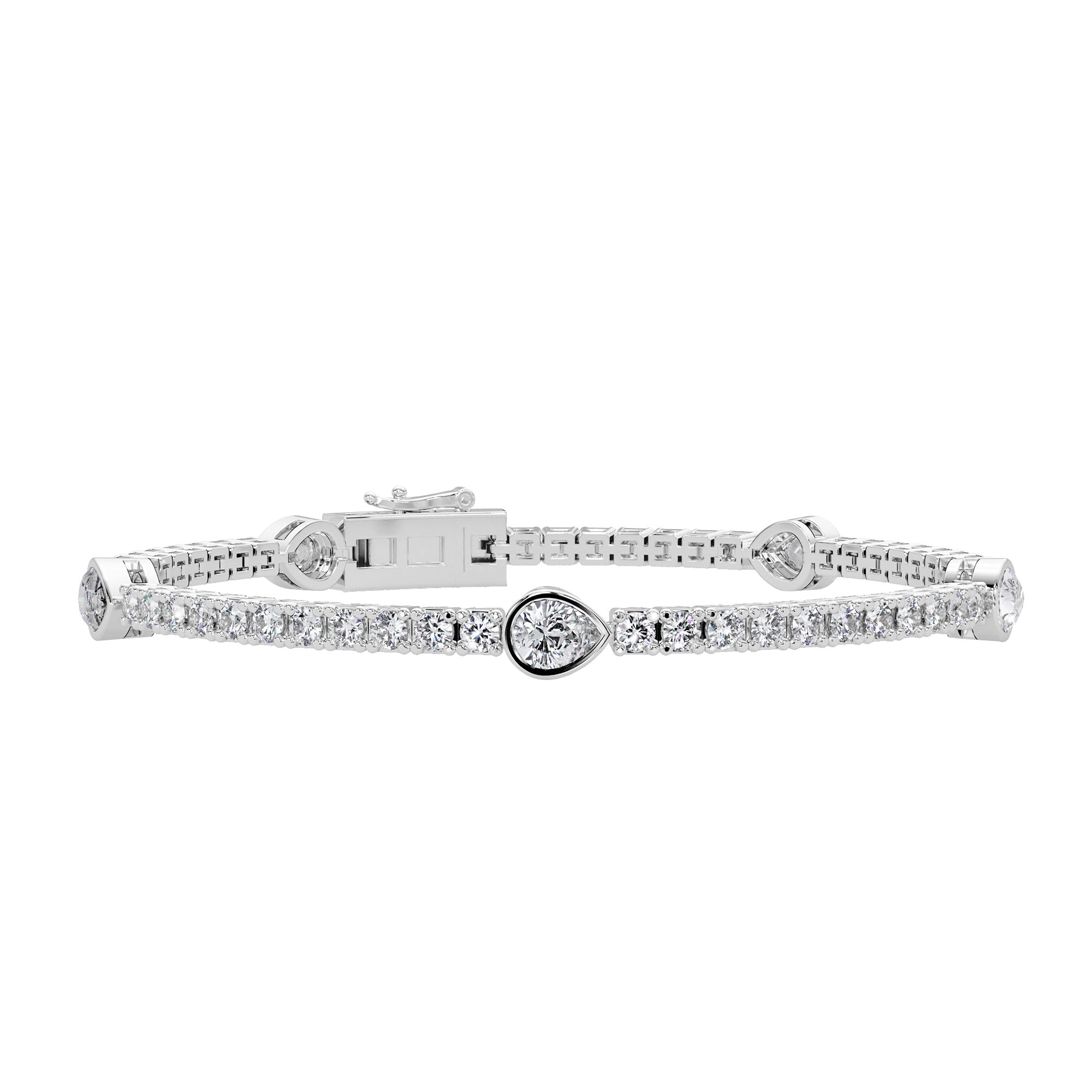 Lab Grown Diamond 4.25 CTW Pear Tennis Bracelet-925 Sterling Silver