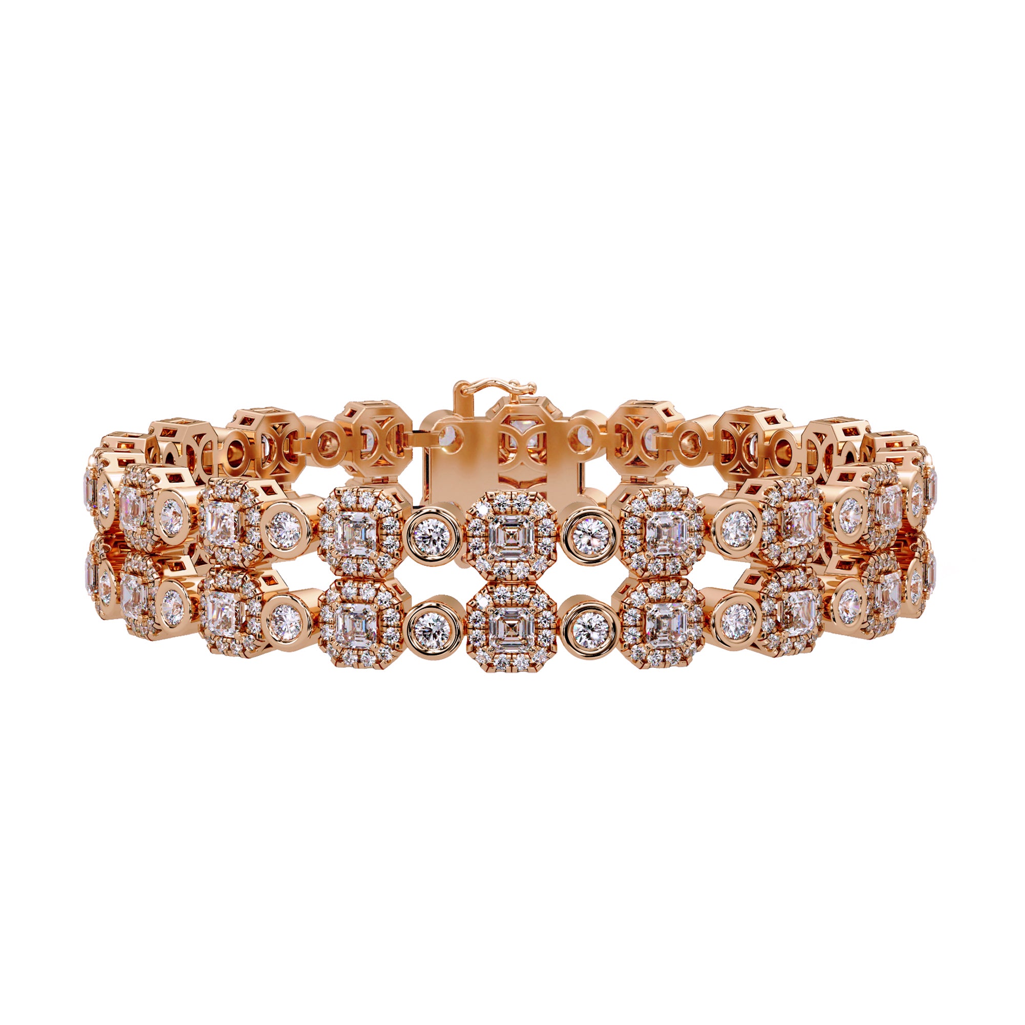 Lab Grown Diamond 9.25 CTW Octagon Cluster Bracelet-925 Sterling Silver