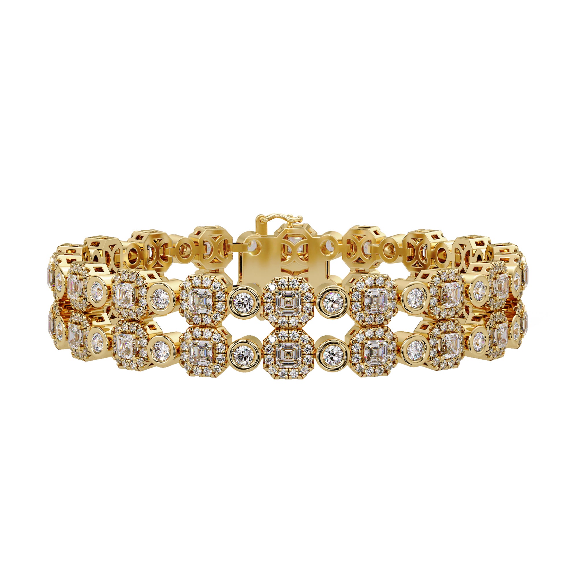 Lab Grown Diamond 9.25 CTW Octagon Cluster Bracelet-925 Sterling Silver