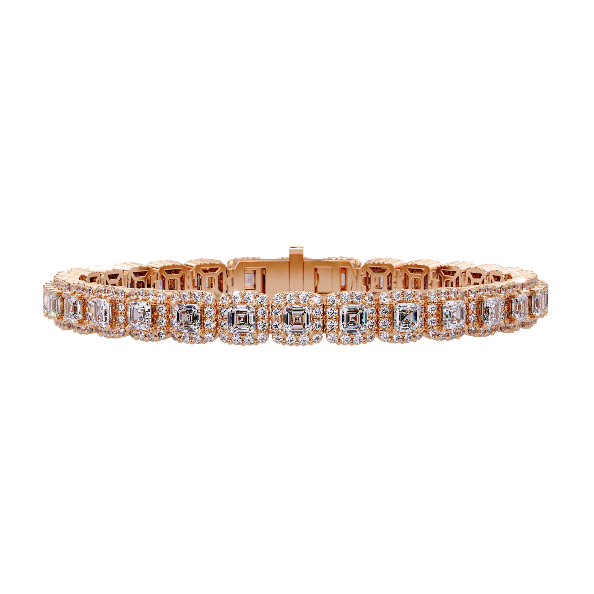 Lab Grown Diamond 8.00 CTW Octagon Halo Bracelet-925 Sterling Silver