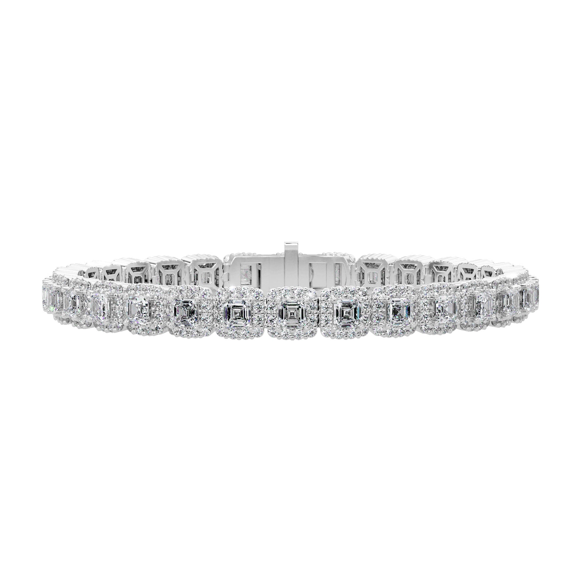 Lab Grown Diamond 8.00 CTW Octagon Halo Bracelet-925 Sterling Silver
