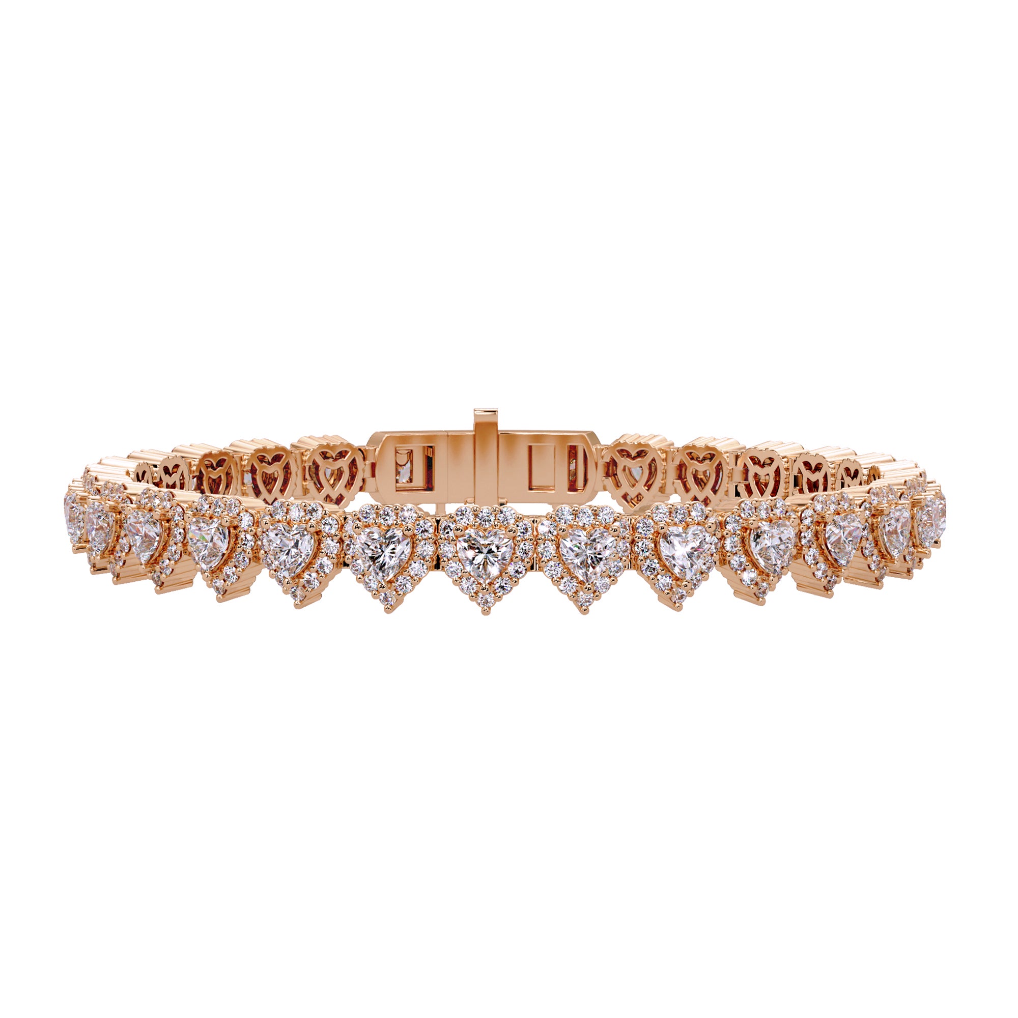 Lab Grown Diamond 7.75 CTW Heart Halo Bracelet-925 Sterling Silver