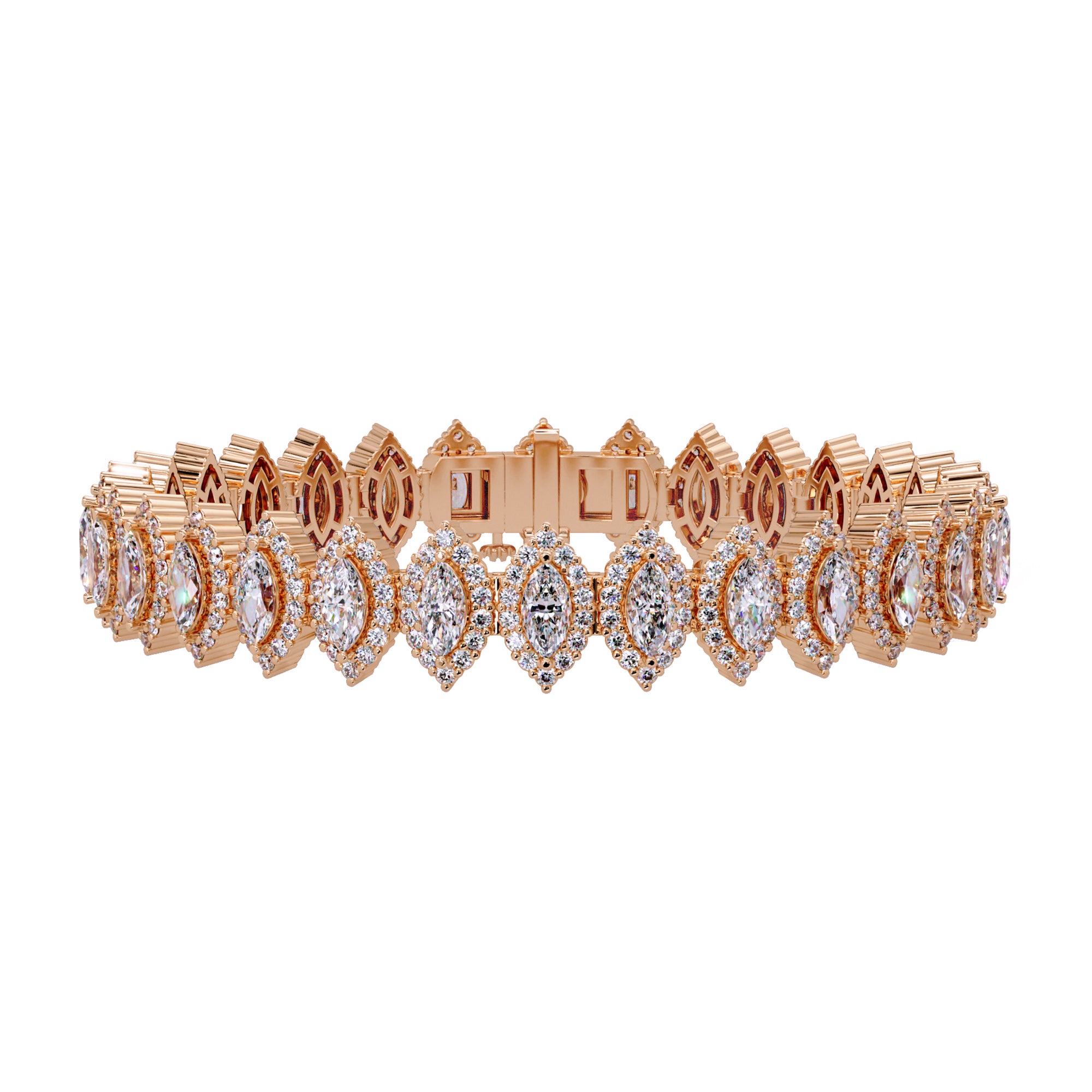 Lab Grown Diamond 8.75 CTW Halo Cluster Tennis Bracelet-925 Sterling Silver