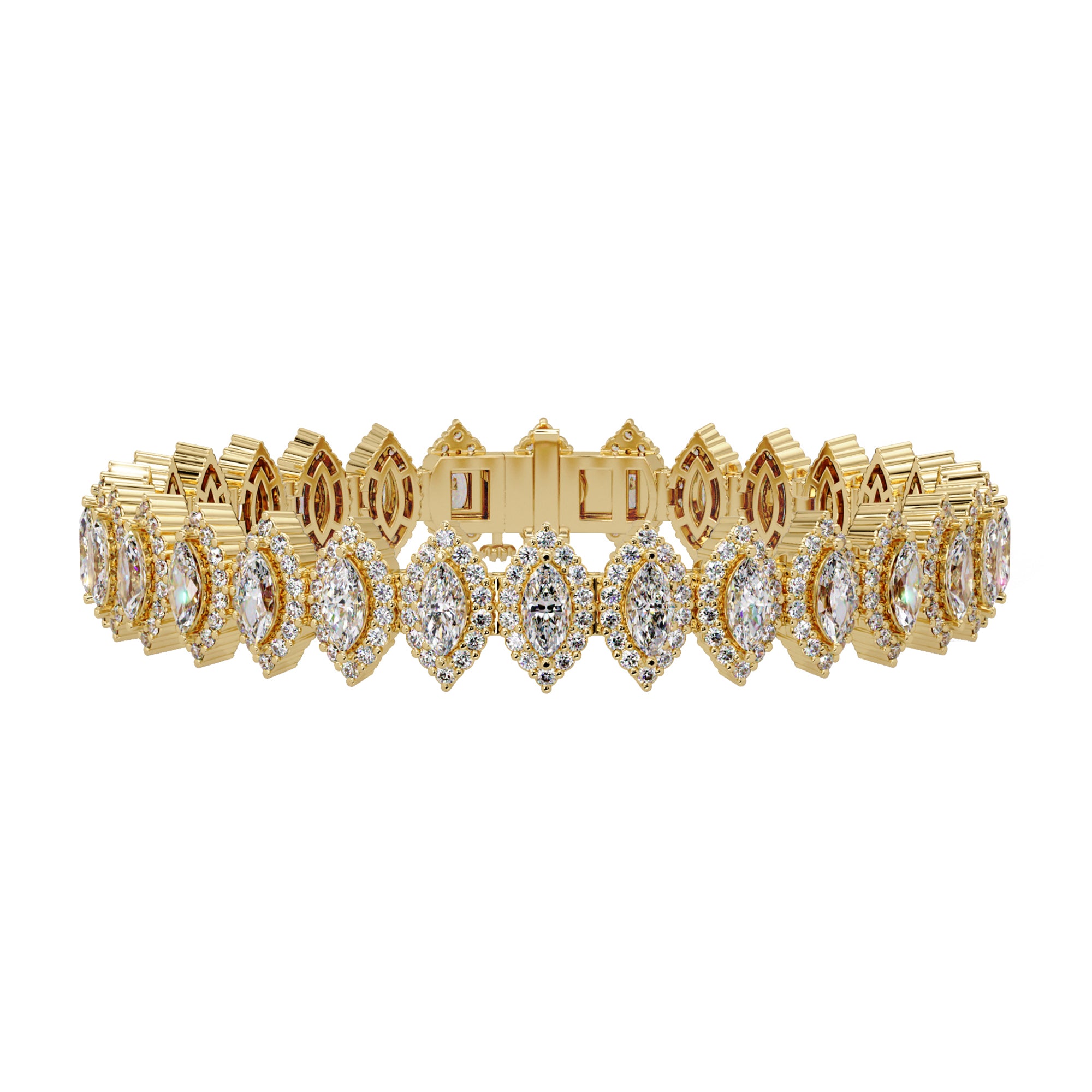 Lab Grown Diamond 8.75 CTW Halo Cluster Tennis Bracelet-925 Sterling Silver