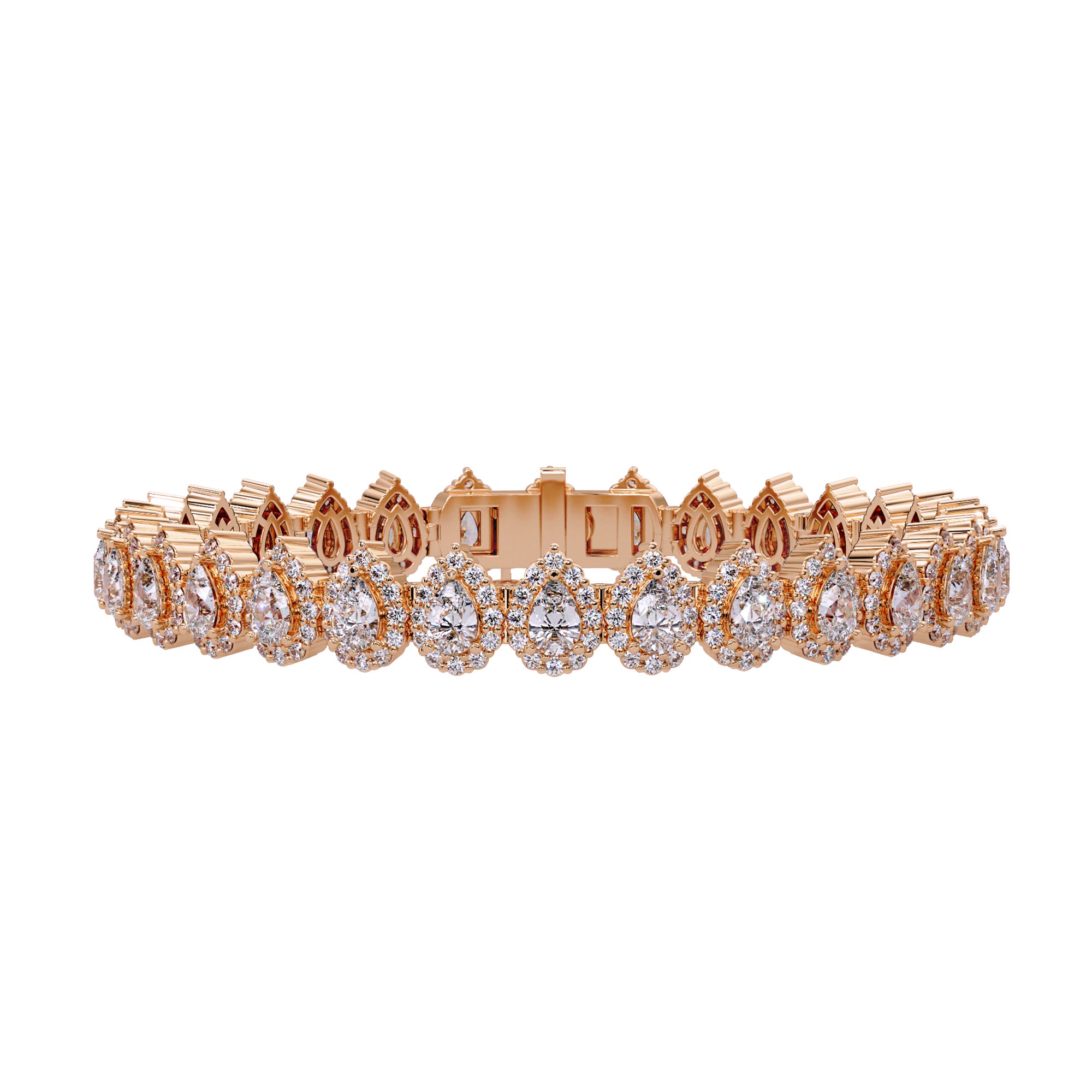 Lab Grown Diamond 8.00 CTW Pear Halo Tennis Bracelet-925 Sterling Silver
