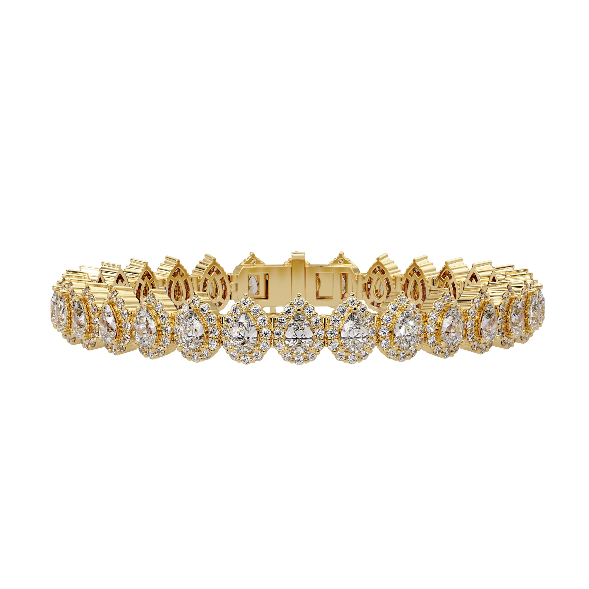 Lab Grown Diamond 8.00 CTW Pear Halo Tennis Bracelet-925 Sterling Silver