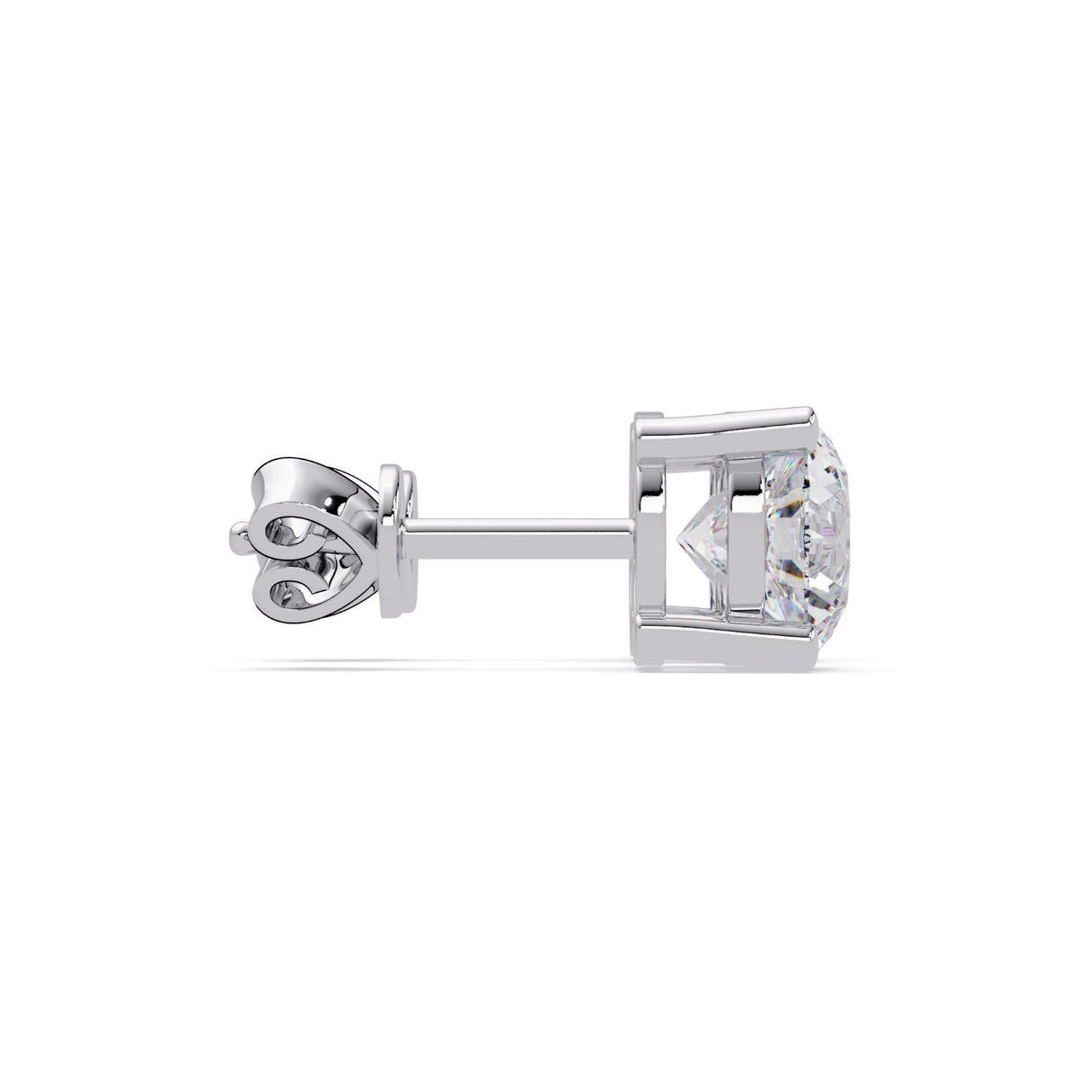 925 Sterling Silver Solitaire Round Lab-Grown Diamond Stud Earrings – E-F Color VS Clarity Certified