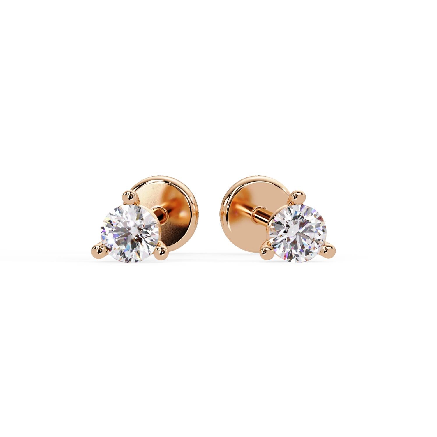 Classic Four Prong 0.32 Ct Round Lab Grown Diamond Stud Earrings - Sterling Silver