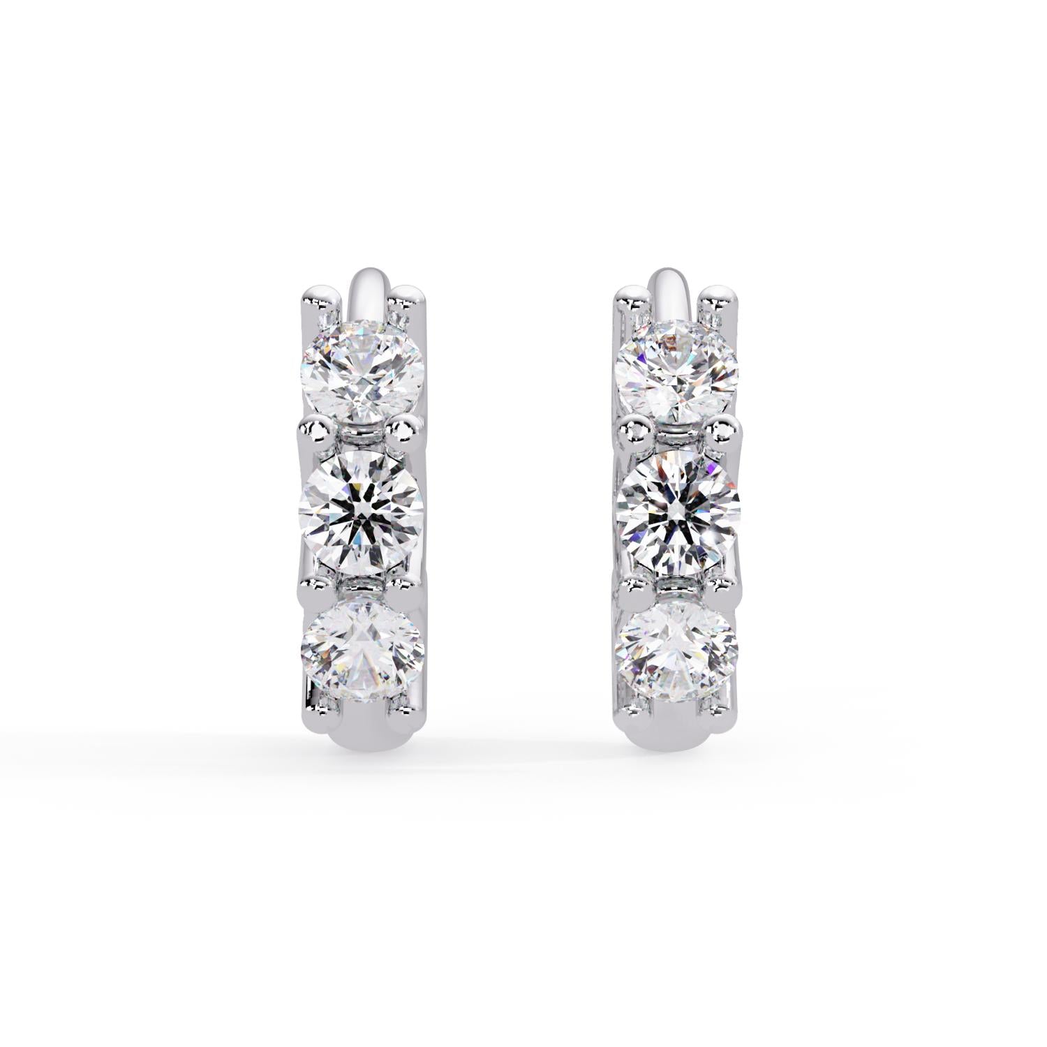 0.60 Ct Round Lab Grown Diamond Hoop Earrings - Sterling Silver