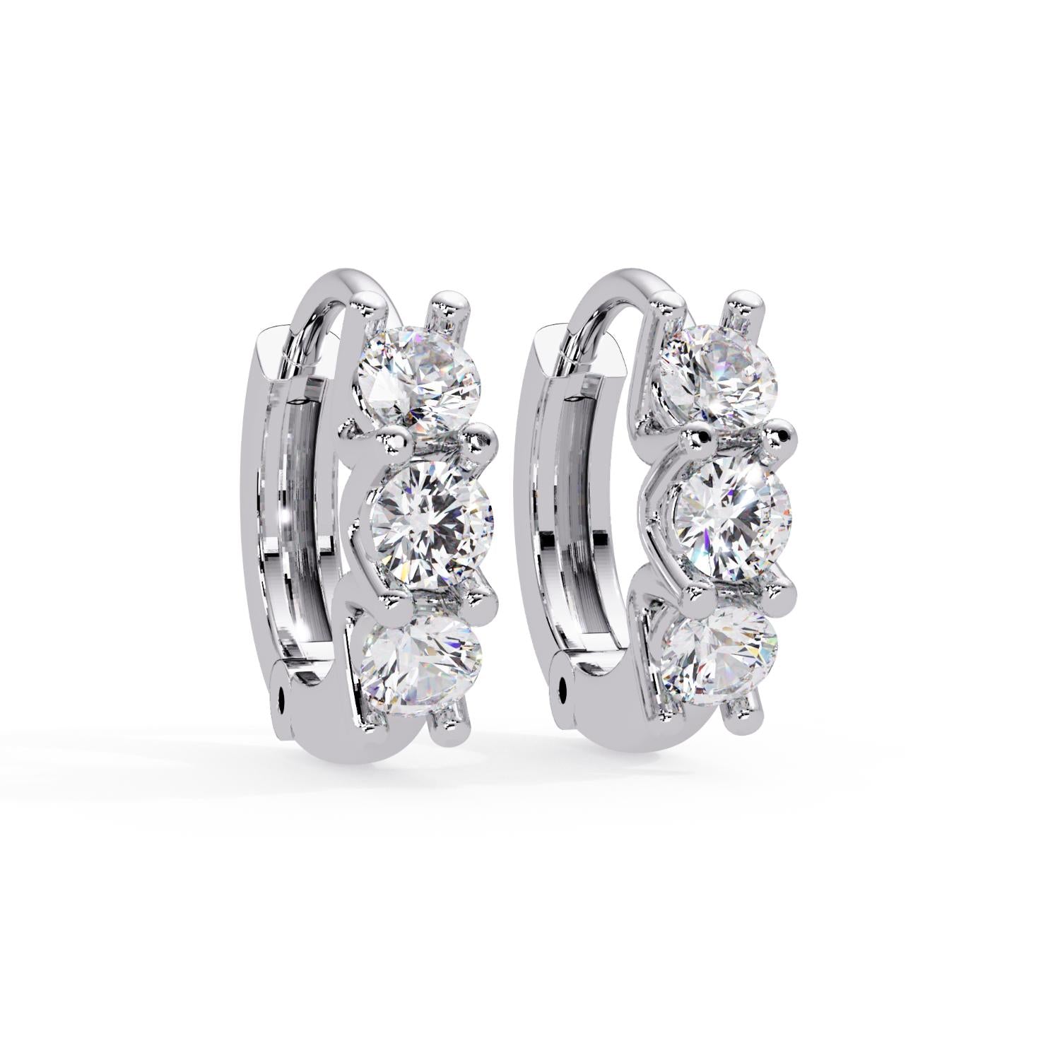 0.60 Ct Round Lab Grown Diamond Hoop Earrings - Sterling Silver
