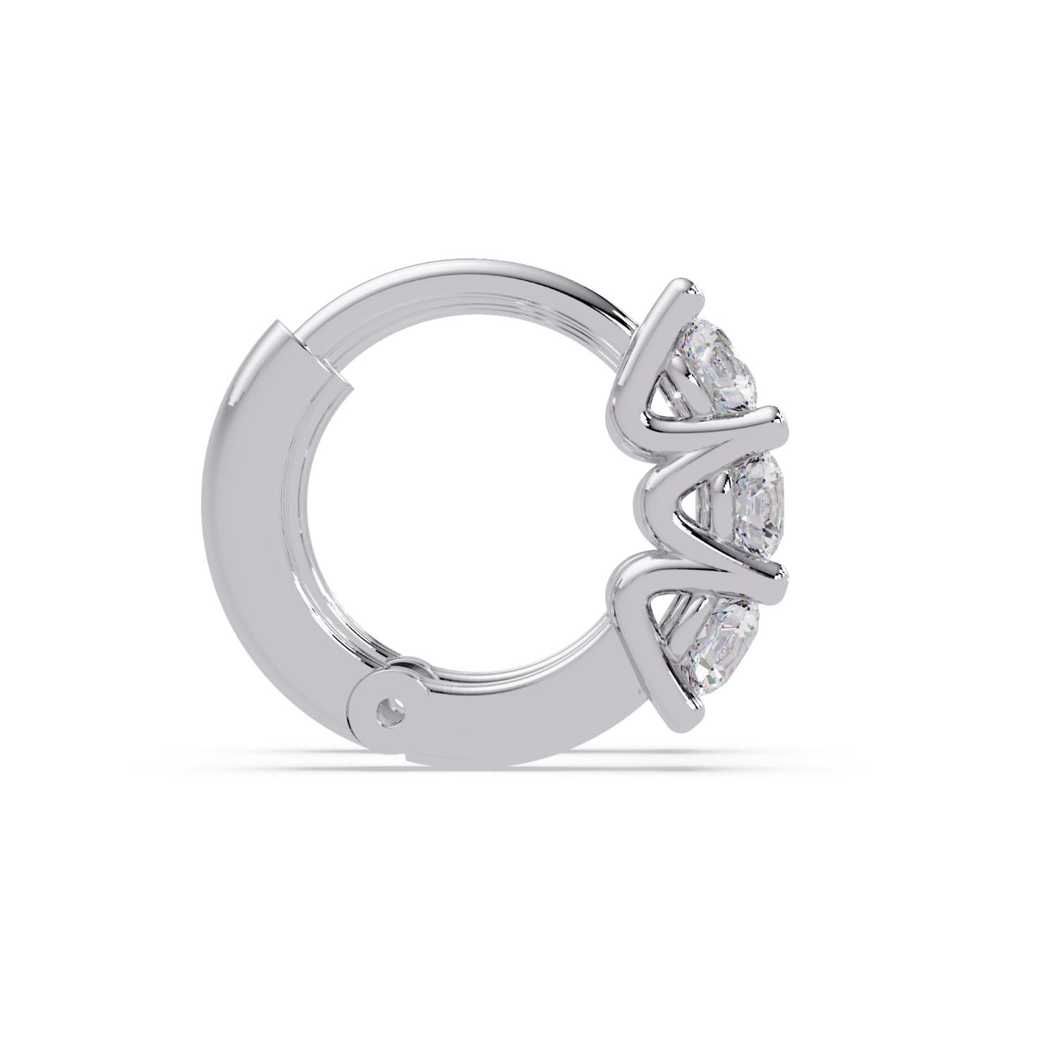 0.60 Ct Round Lab Grown Diamond Hoop Earrings - Sterling Silver