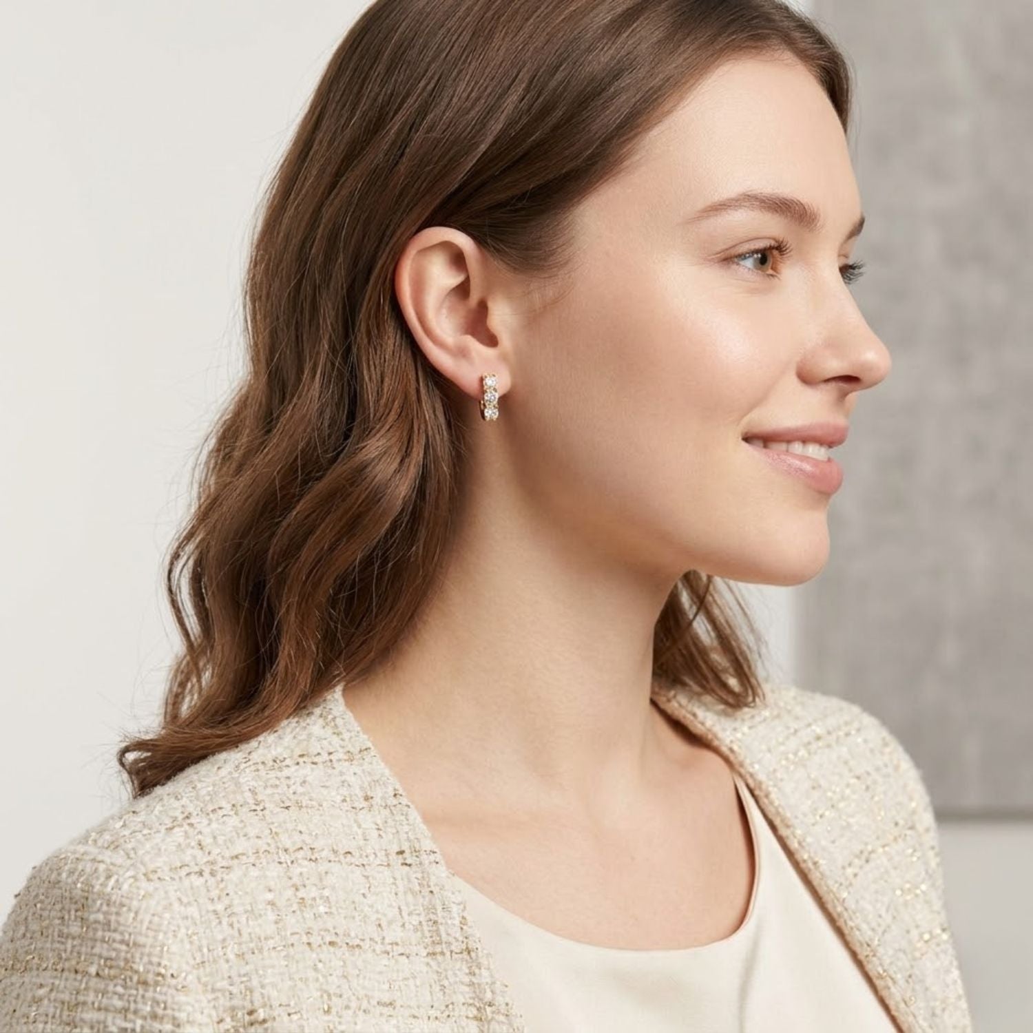 0.60 Ct Round Lab Grown Diamond Hoop Earrings - Sterling Silver