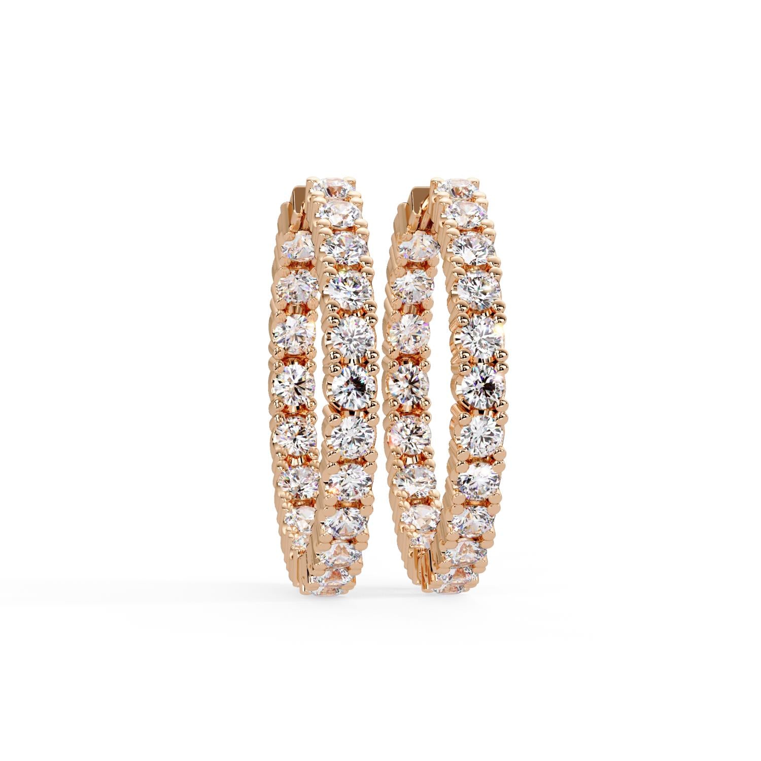 6.85 Ct Round Lab Grown Diamond Hoop Earrings - Sterling Silver