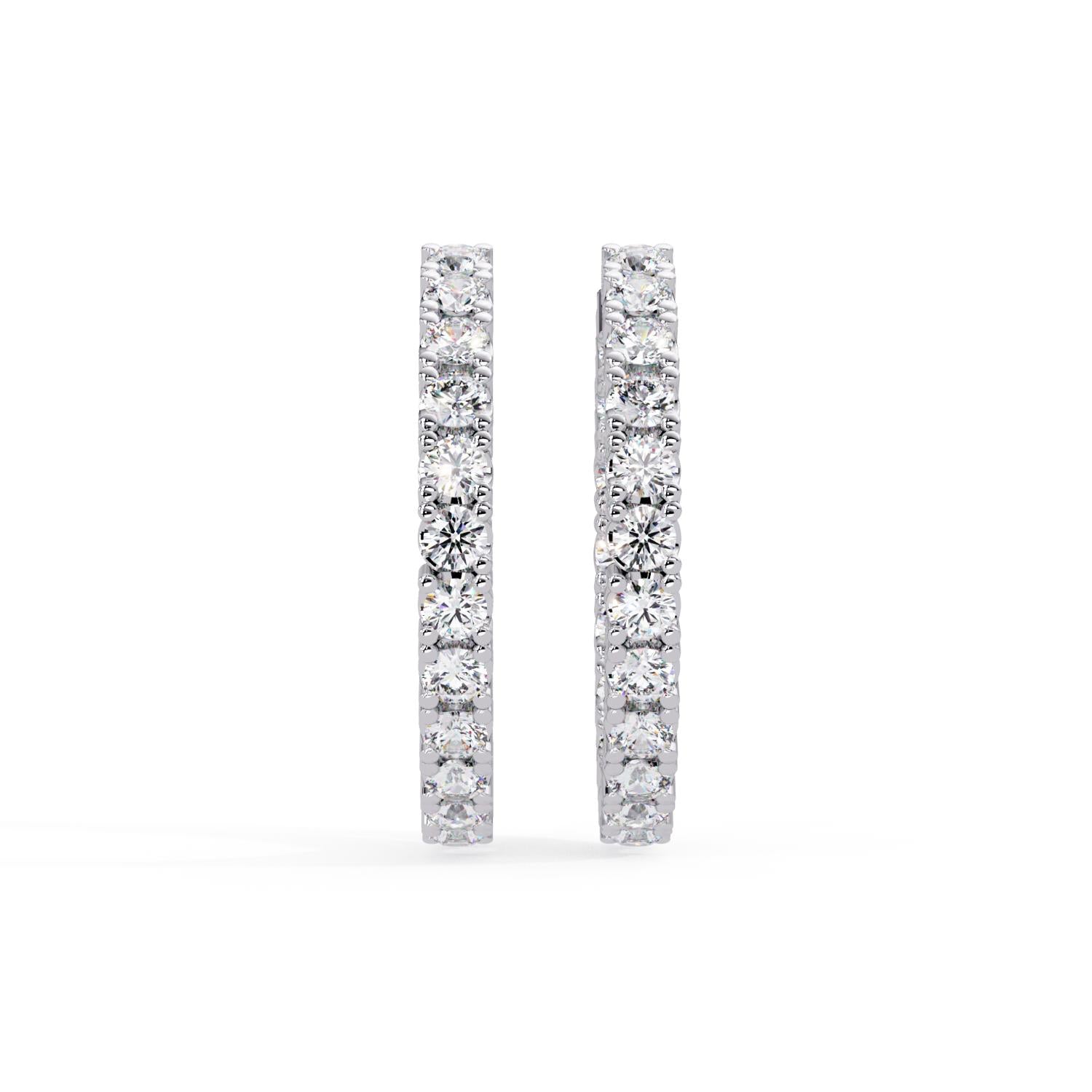 6.85 Ct Round Lab Grown Diamond Hoop Earrings - Sterling Silver