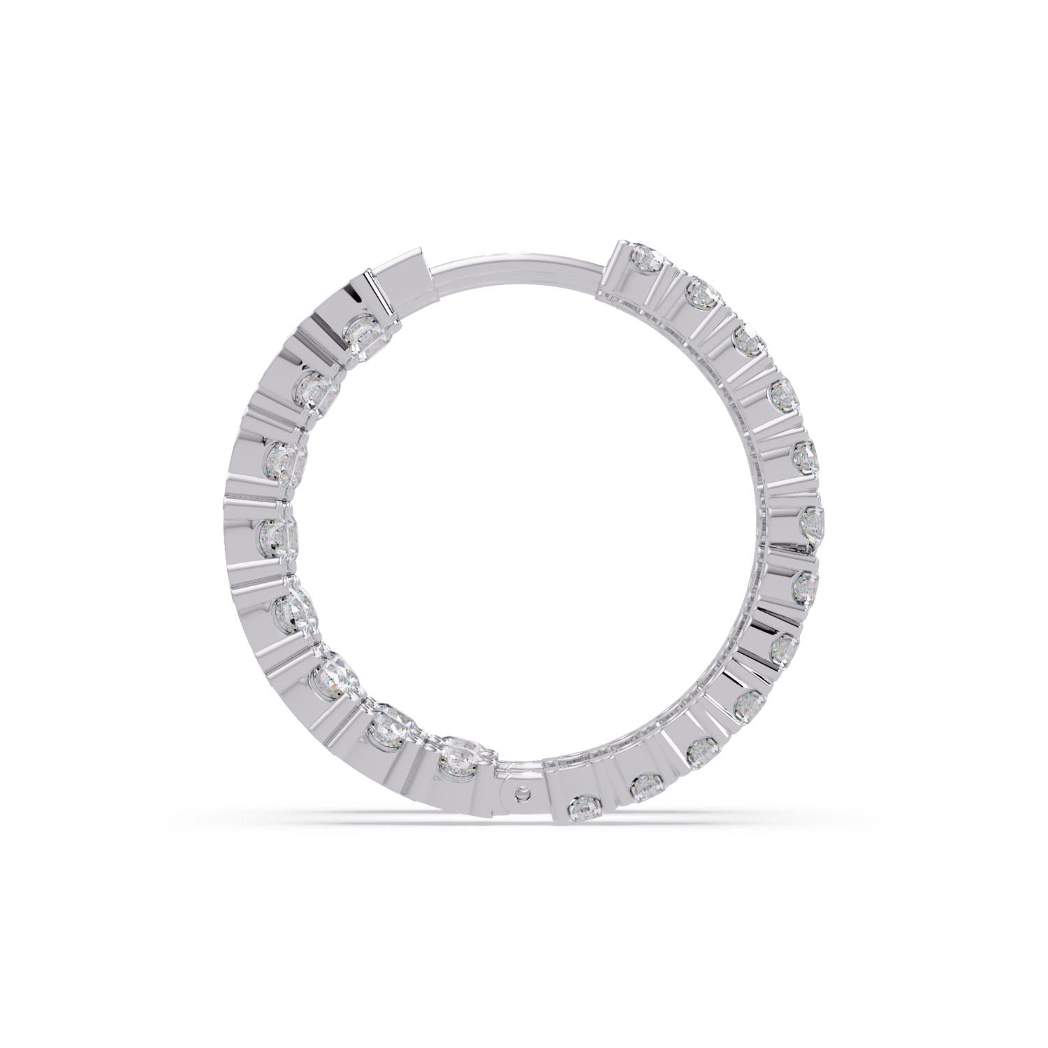 6.85 Ct Round Lab Grown Diamond Hoop Earrings - Sterling Silver