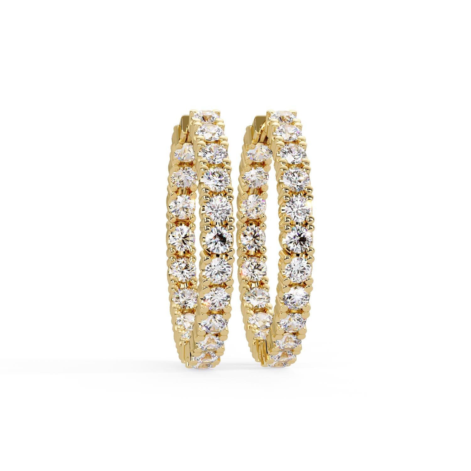 6.85 Ct Round Lab Grown Diamond Hoop Earrings - Sterling Silver