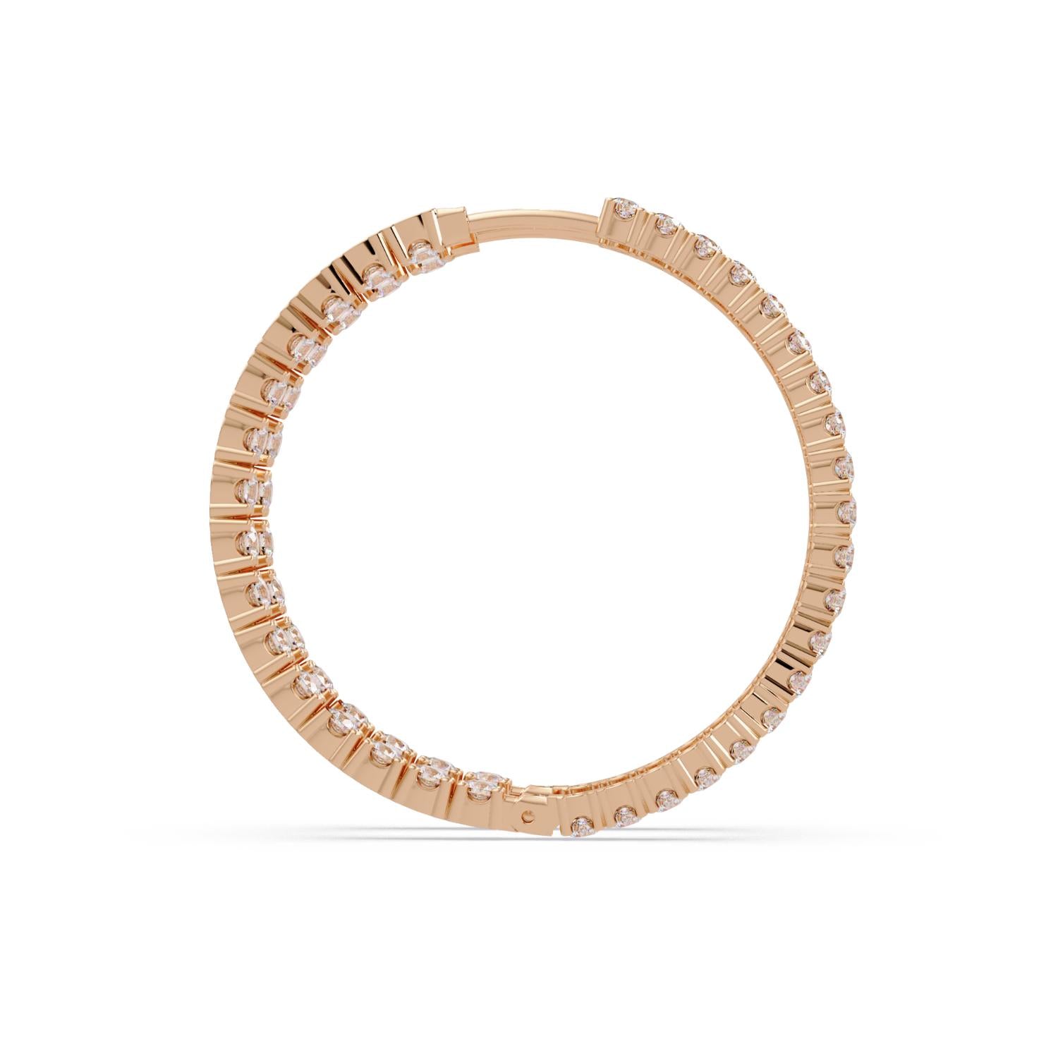 4.25 Ct Round Lab Grown Diamond Slim Pavé Hoop Earrings - Sterling Silver