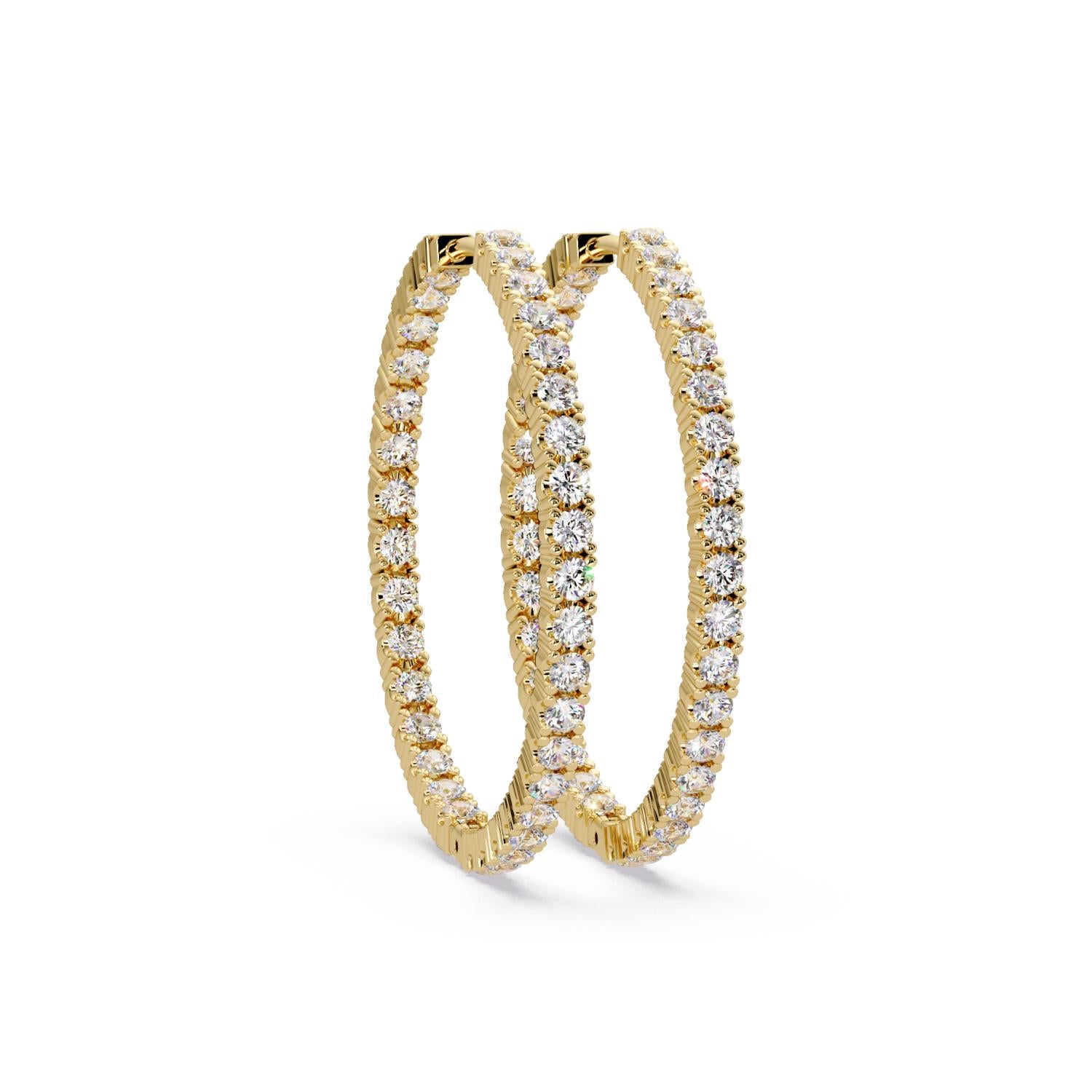 4.25 Ct Round Lab Grown Diamond Slim Pavé Hoop Earrings - Sterling Silver