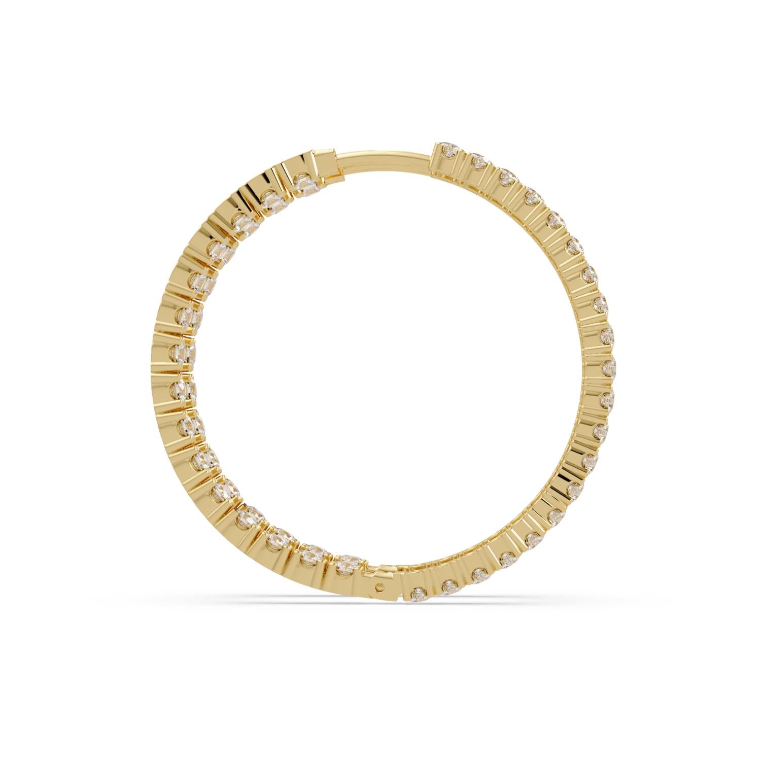 4.25 Ct Round Lab Grown Diamond Slim Pavé Hoop Earrings - Sterling Silver