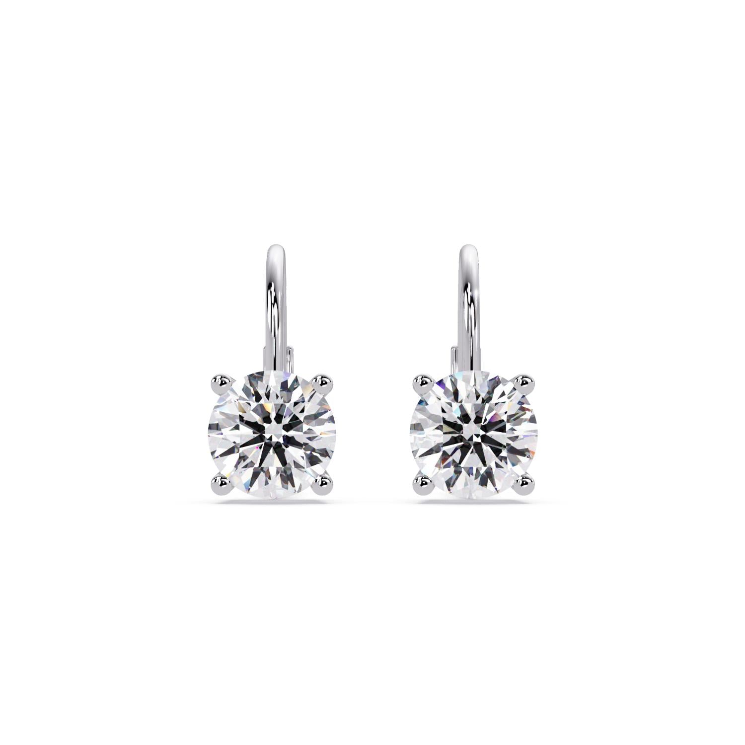 2.50 Ct Round Lab Grown Diamond Drop Earrings - Sterling Silver