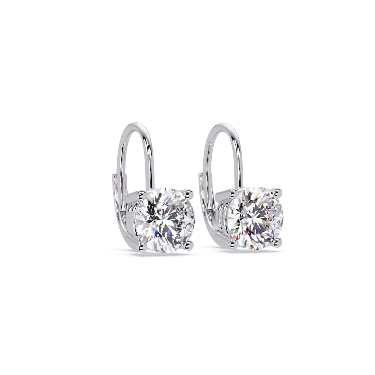 2.50 Ct Round Lab Grown Diamond Drop Earrings - Sterling Silver