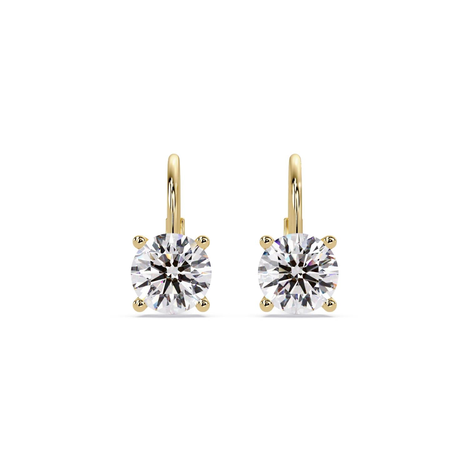 2.50 Ct Round Lab Grown Diamond Drop Earrings - Sterling Silver