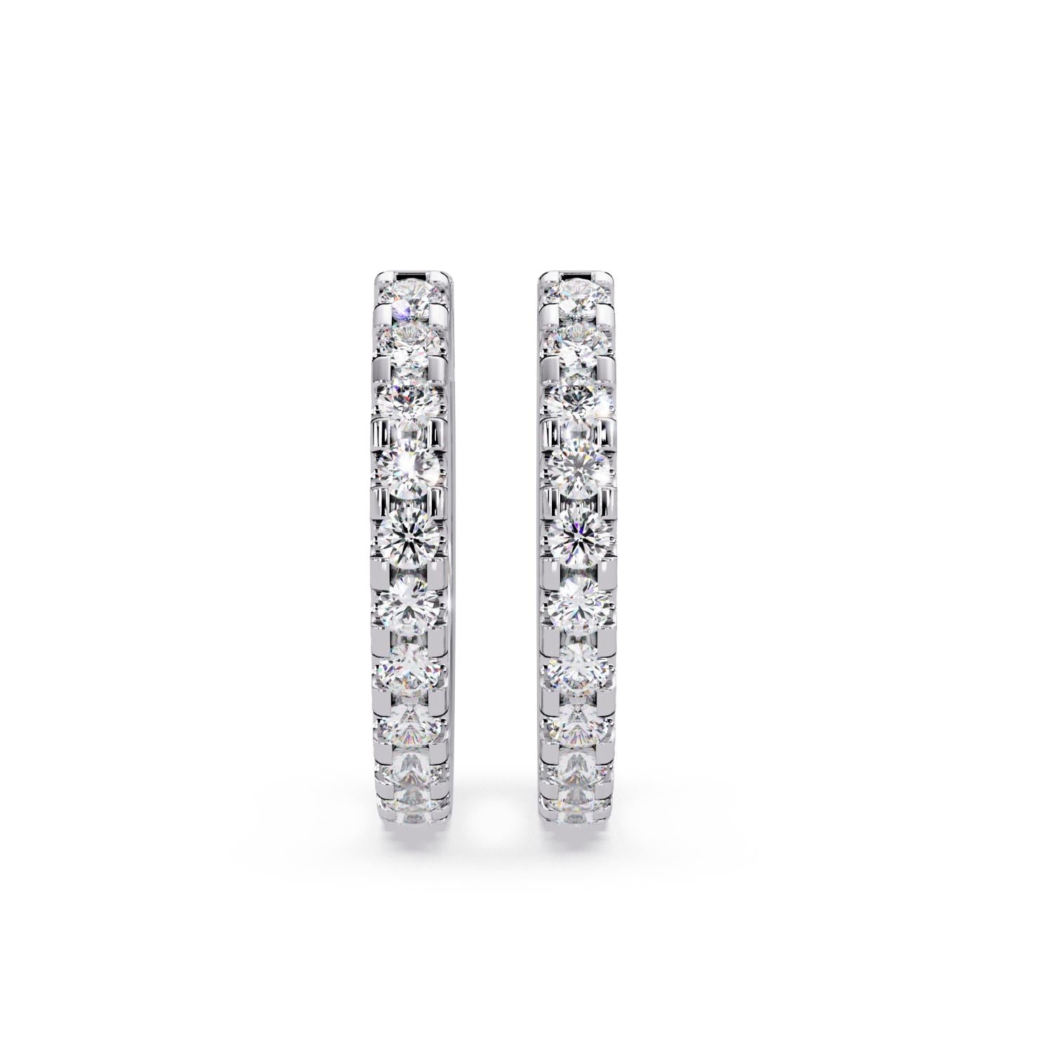 0.75 Ct Round Lab Grown Diamond Hoop Earrings - Sterling Silver