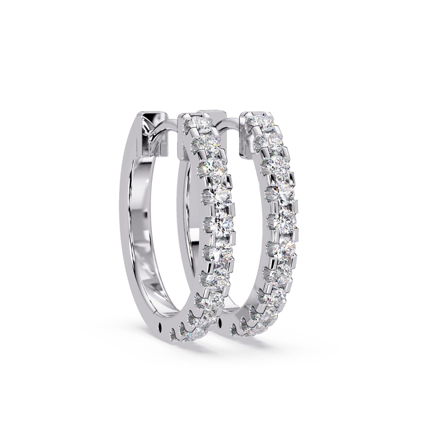 0.75 Ct Round Lab Grown Diamond Hoop Earrings - Sterling Silver