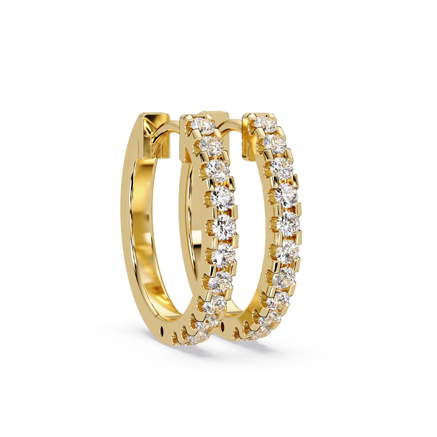 0.75 Ct Round Lab Grown Diamond Hoop Earrings - Sterling Silver