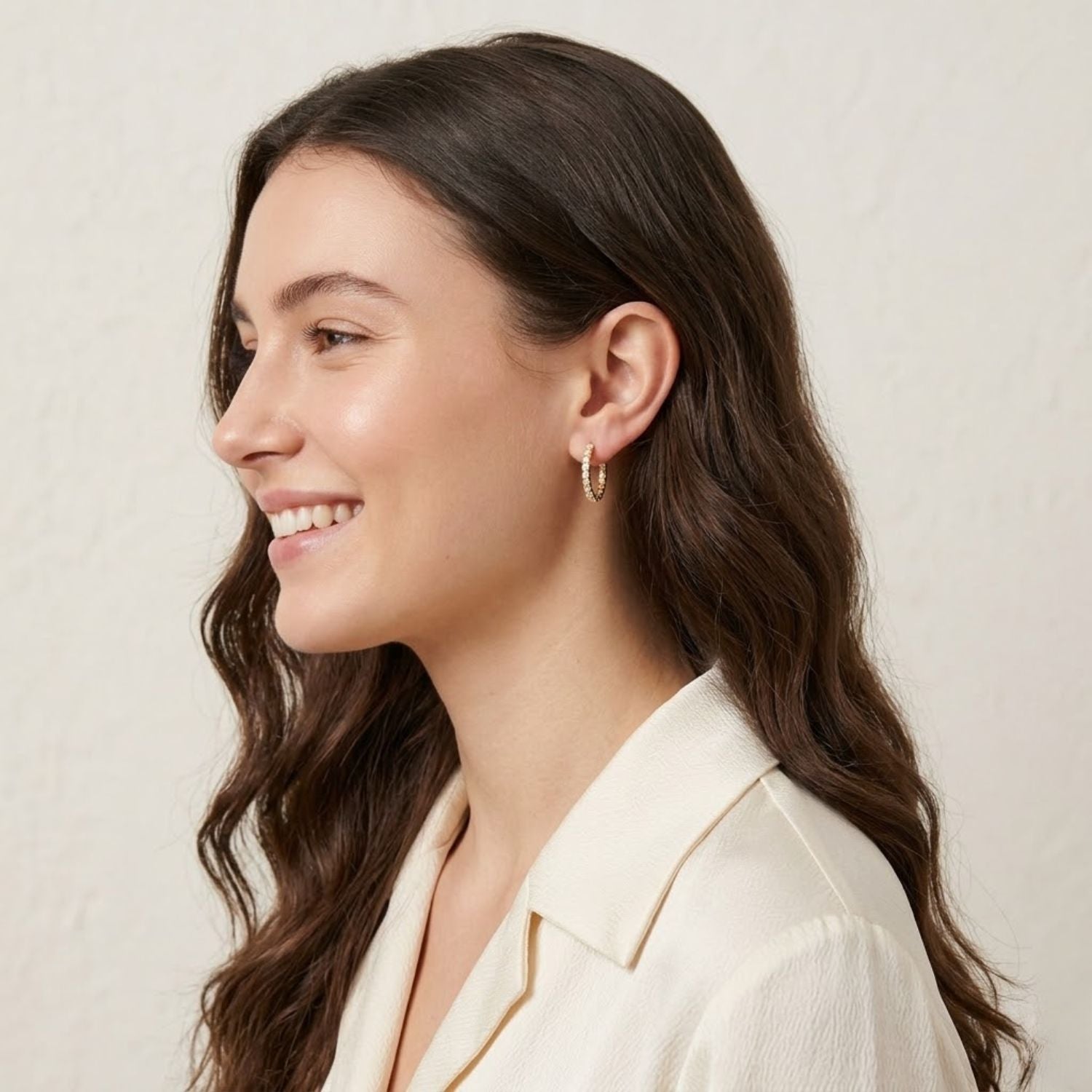 0.75 Ct Round Lab Grown Diamond Hoop Earrings - Sterling Silver