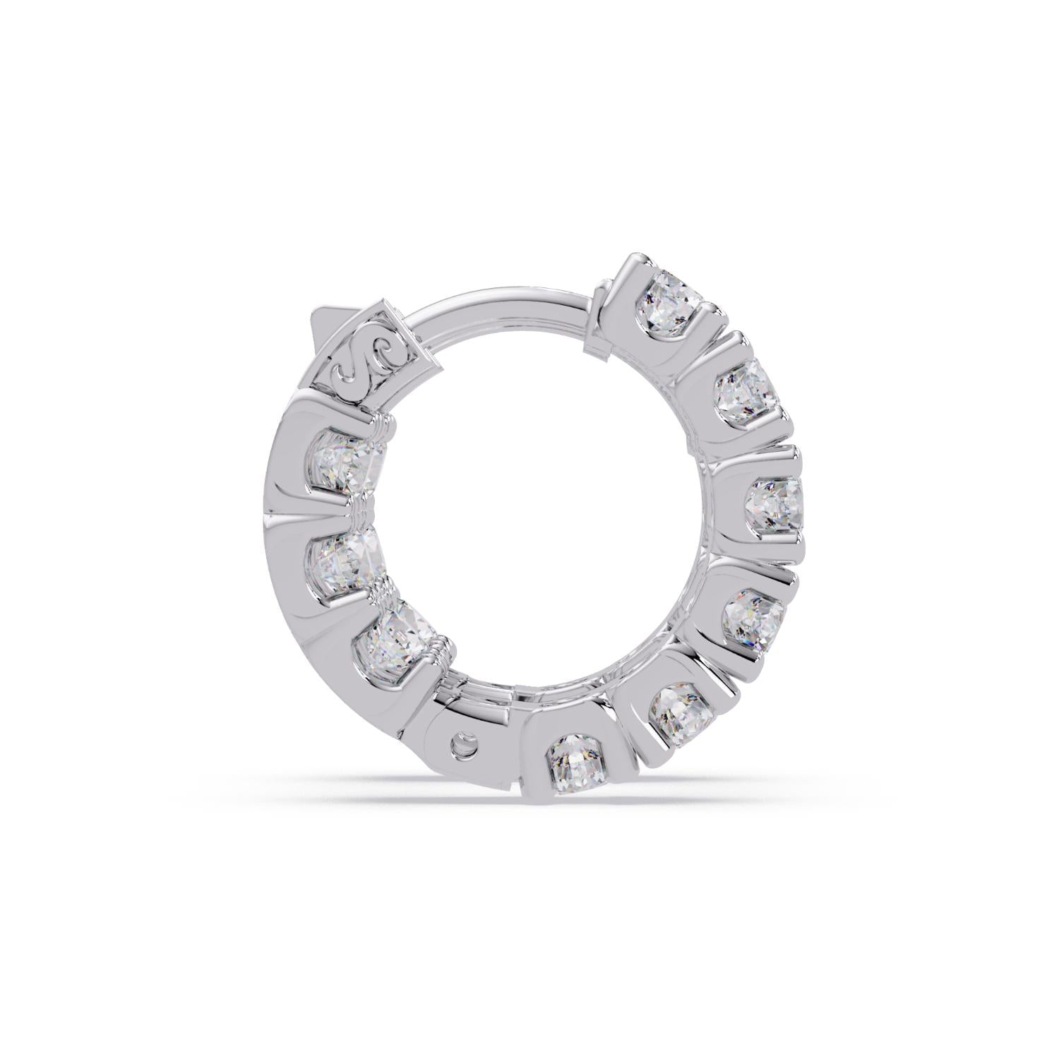 1.50 Ct Round Lab Grown Diamond Hoop Earrings - Sterling Silver