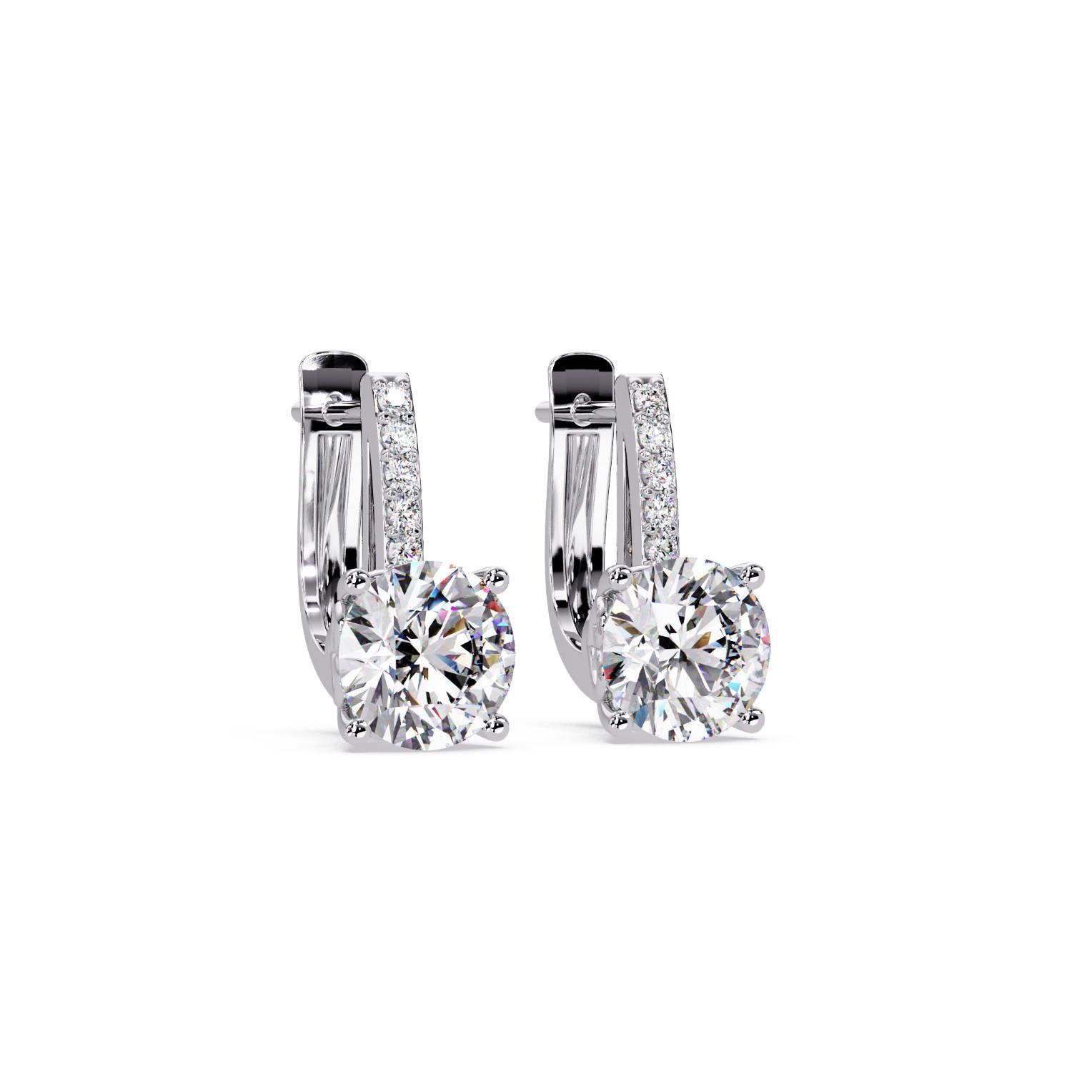 Round 4.00 Ct Lab-Grown Diamond Pavé Drop Solitaire Earrings - Sterling Silver