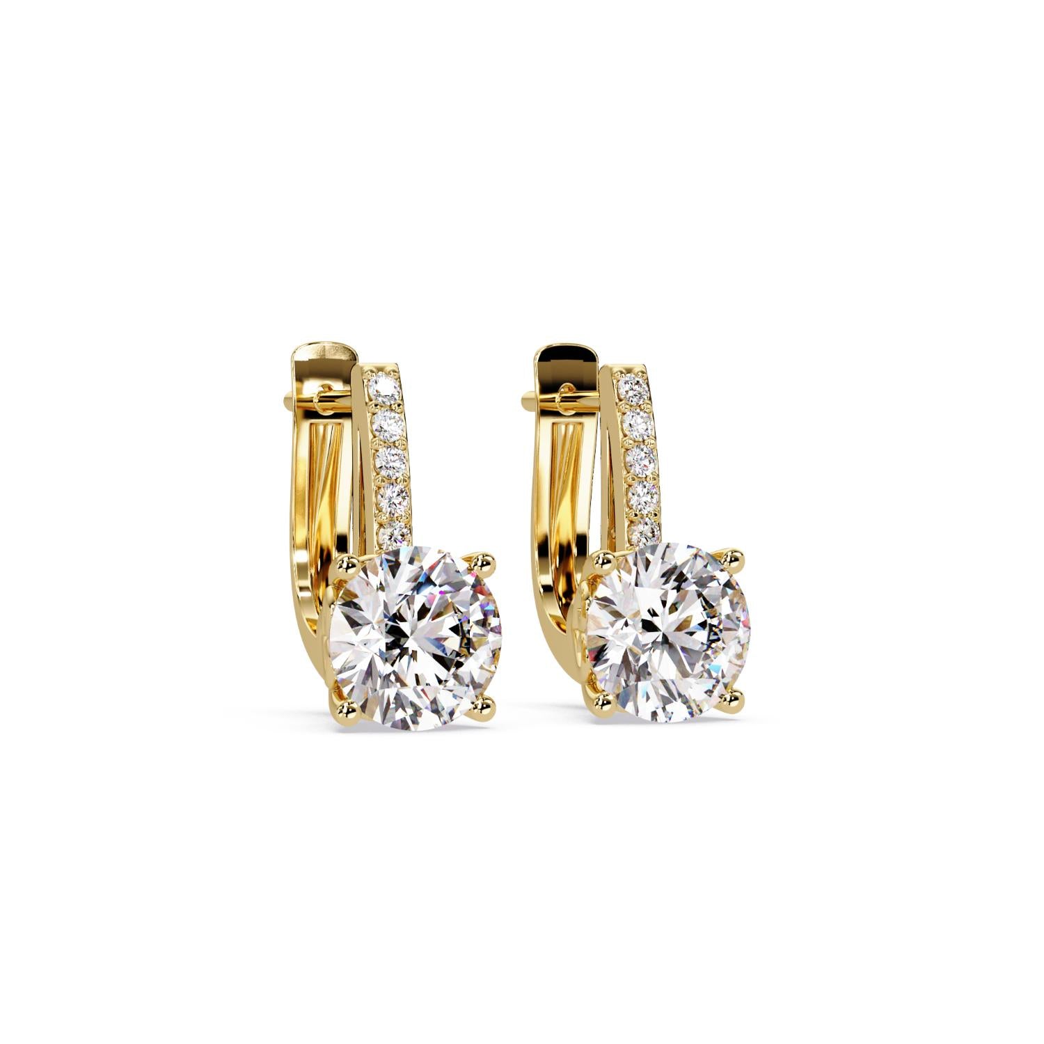 Round 4.00 Ct Lab-Grown Diamond Pavé Drop Solitaire Earrings - Sterling Silver