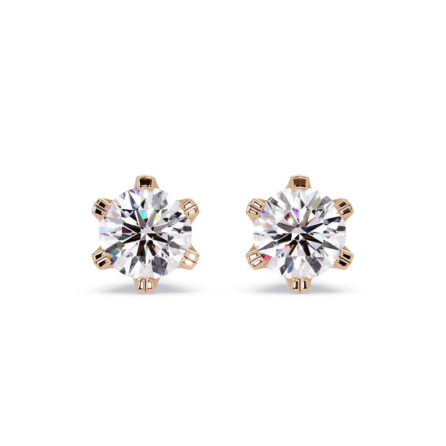 Classic 6-Prong Round 2.00 Ct Lab-Grown Diamond Solitaire Stud Earrings - Sterling Silver