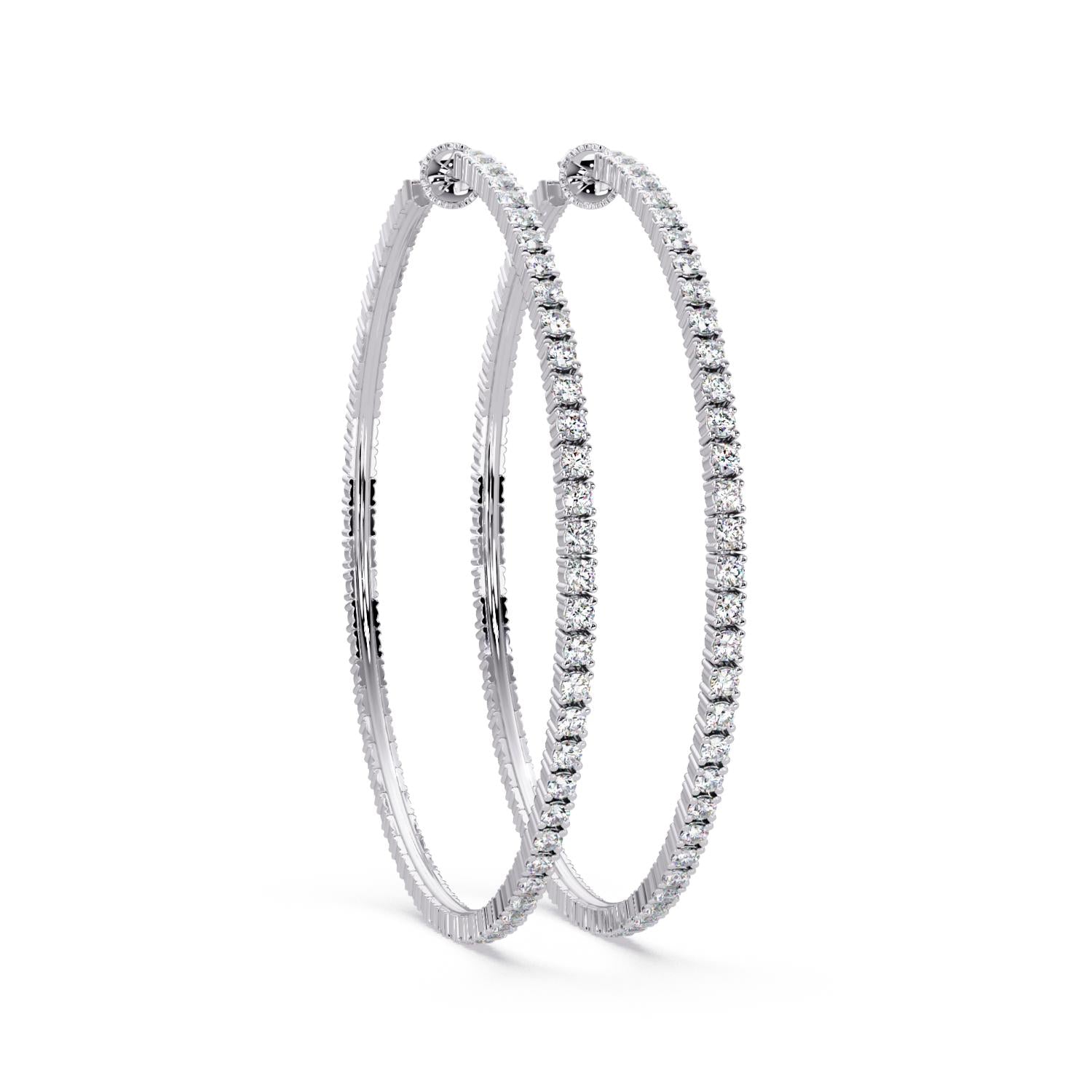 Round 1.80 Ct Lab-Grown Diamond Long Bar Earrings - Sterling Silver