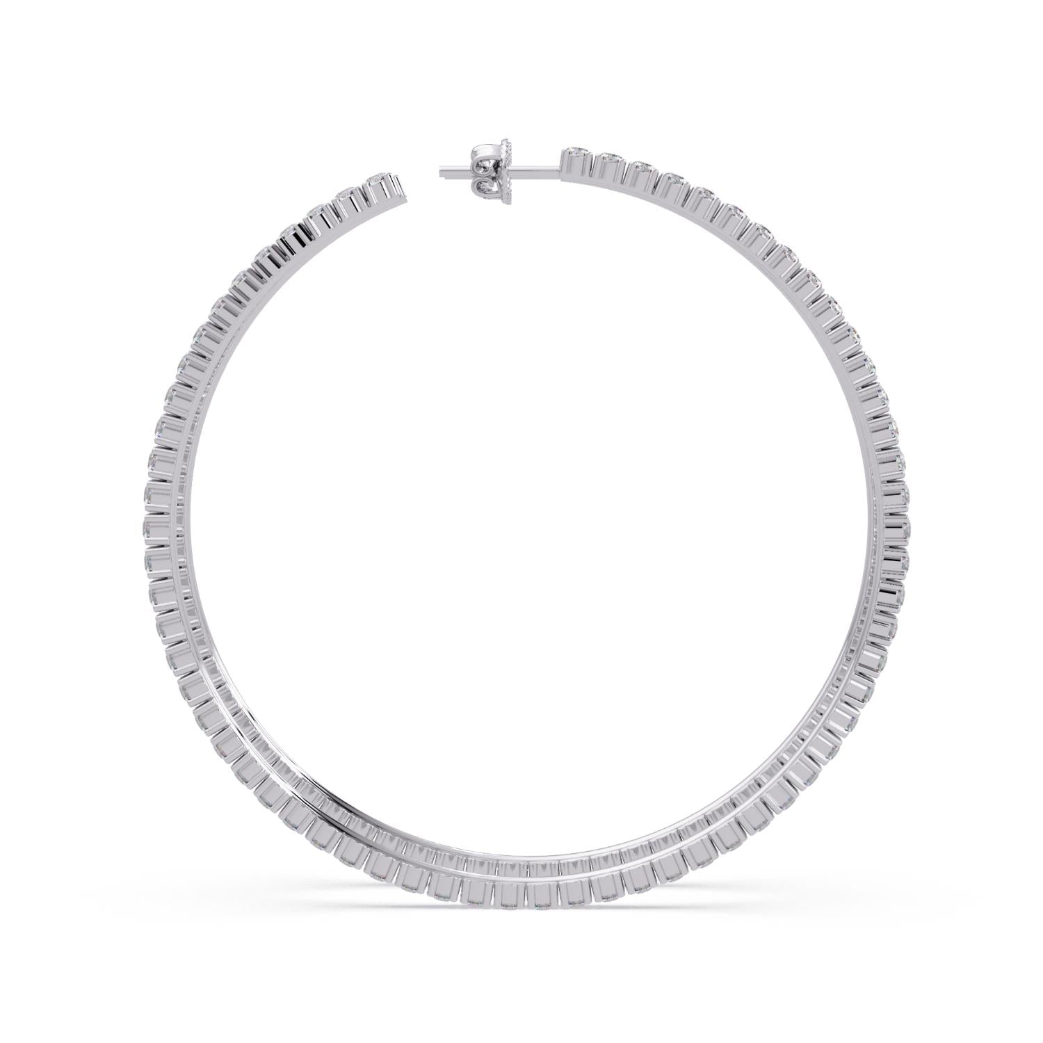 Round 1.80 Ct Lab-Grown Diamond Long Bar Earrings - Sterling Silver