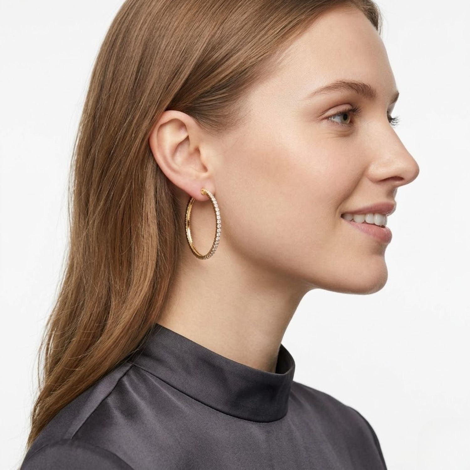 Round 1.80 Ct Lab-Grown Diamond Long Bar Earrings - Sterling Silver