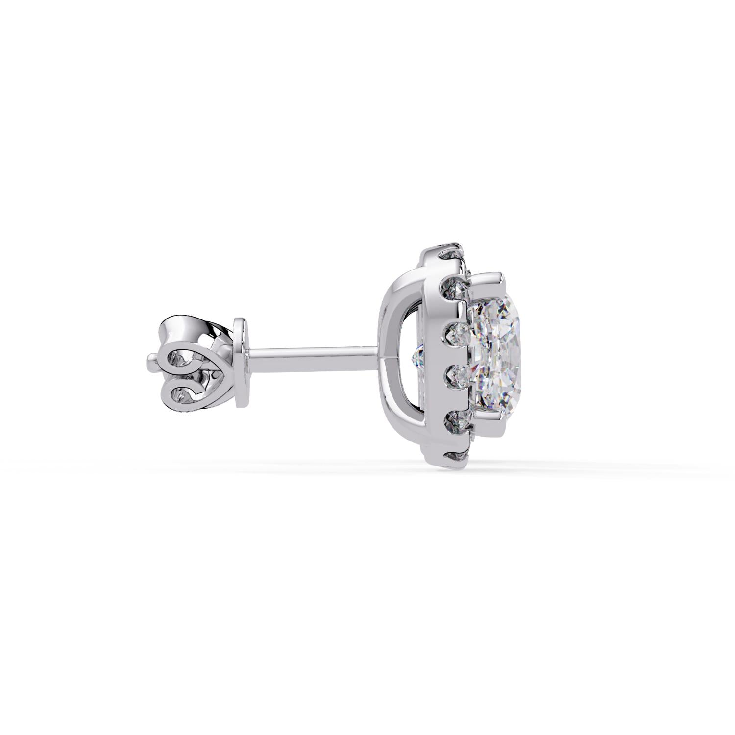 Cushion 4.10 Ct Lab-Grown Diamond Halo Stud Earrings - Sterling Silver