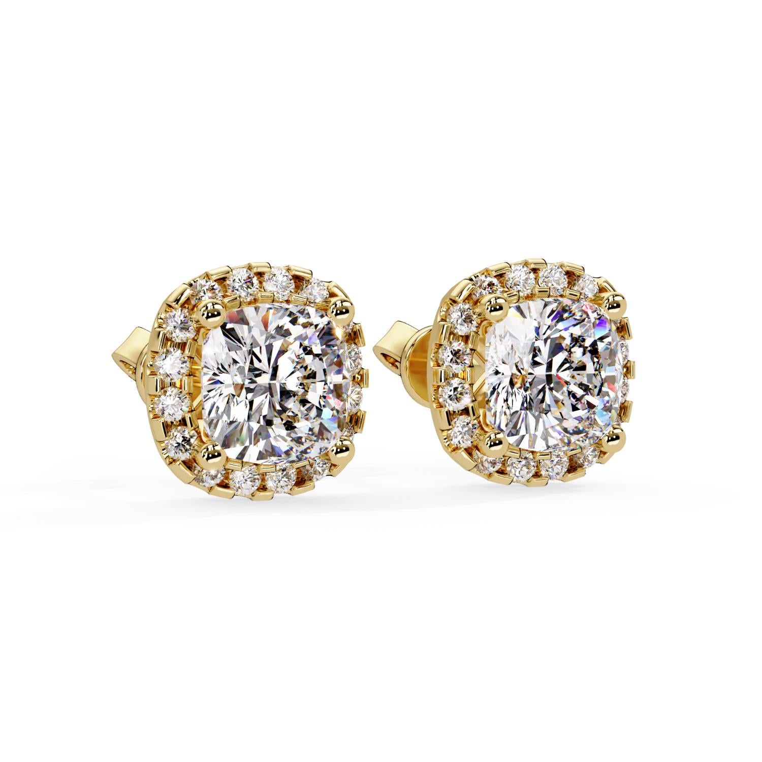 Cushion 4.10 Ct Lab-Grown Diamond Halo Stud Earrings - Sterling Silver