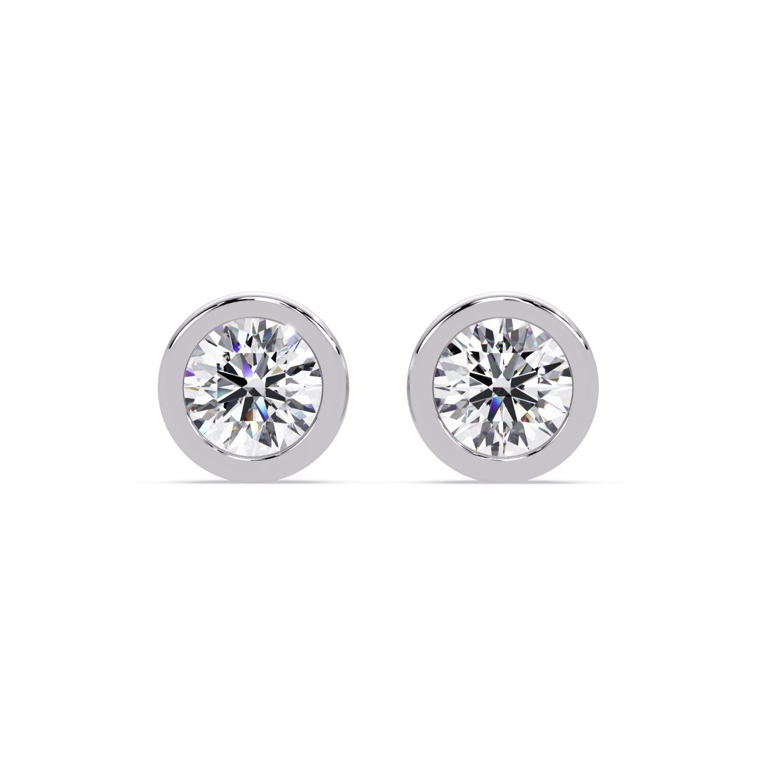 Bezel Set Solitaire Round 7.50 Ct Lab-Grown Diamond Stud Earrings - Sterling Silver