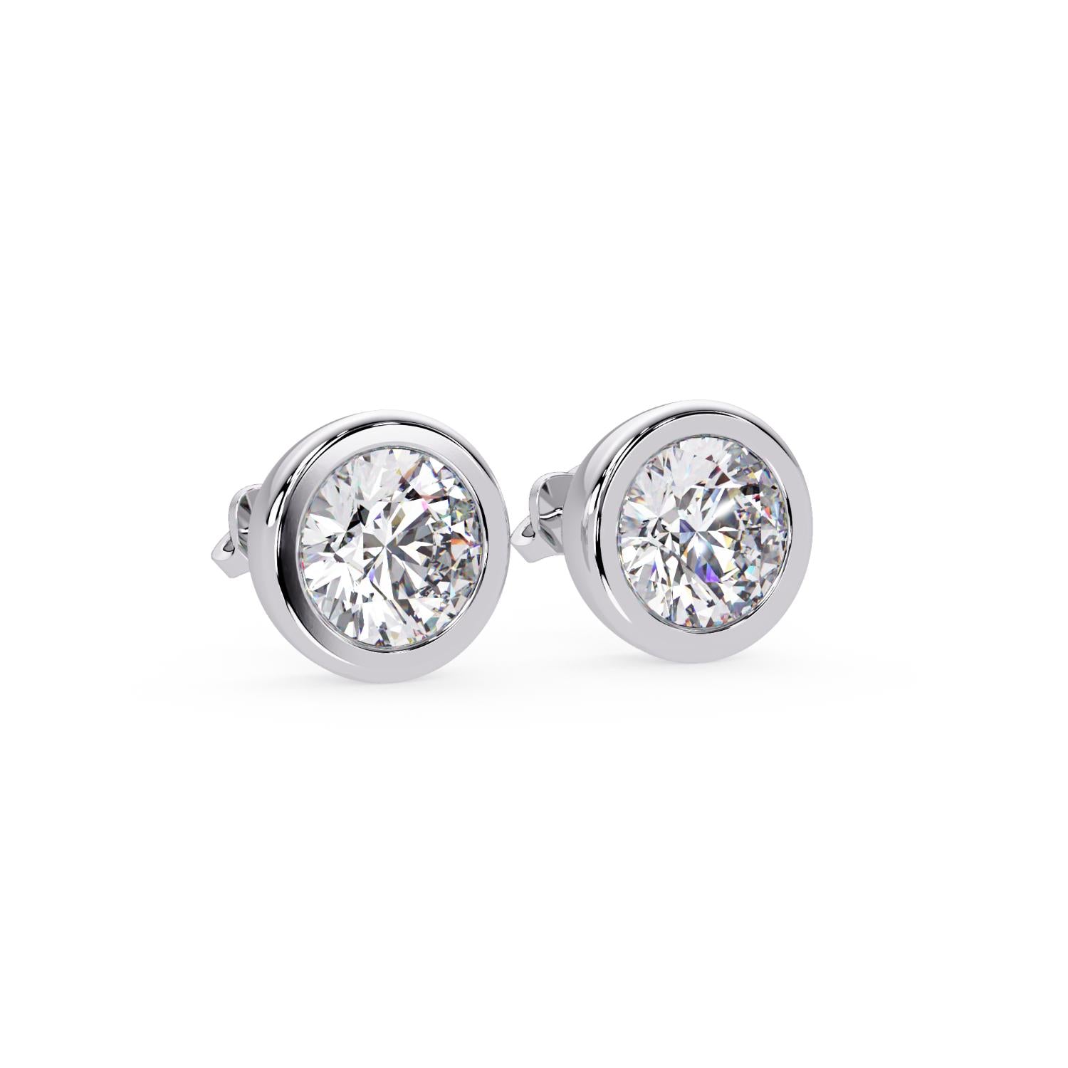 Bezel Set Solitaire Round 7.50 Ct Lab-Grown Diamond Stud Earrings - Sterling Silver