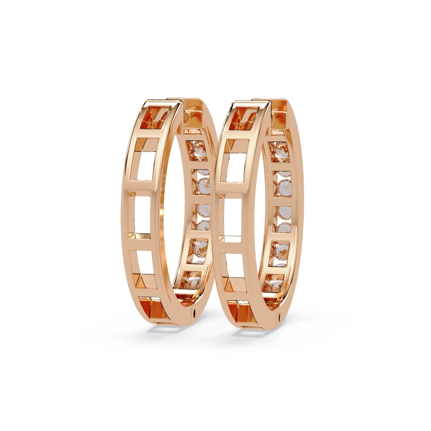 Channel Set Classic Round 0.60 Ct Lab-Grown Diamond Hoop Earrings - Sterling Silver