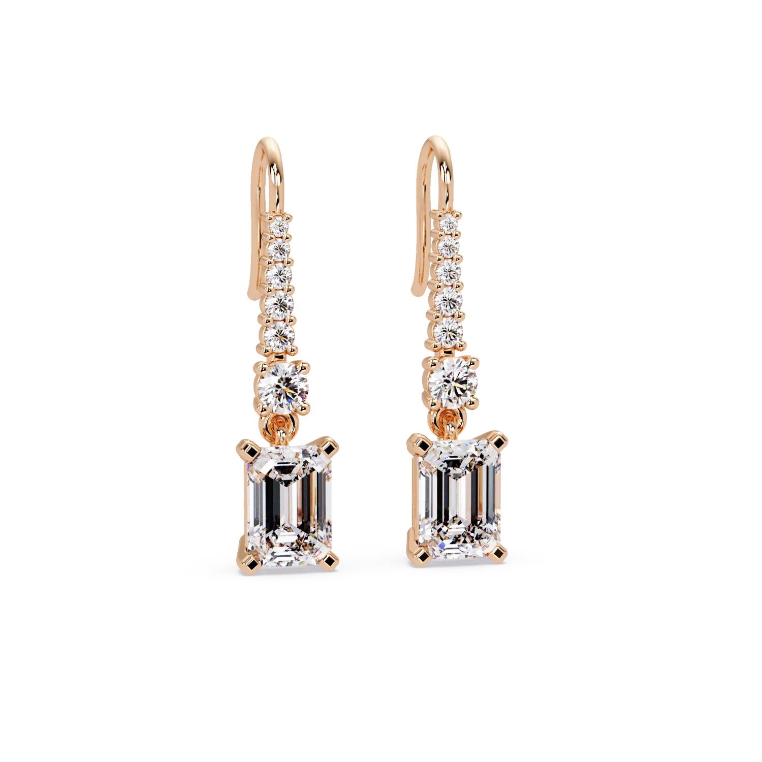 Octagon 3.00 Ct Lab-Grown Diamond Drop Earrings - Sterling Silver