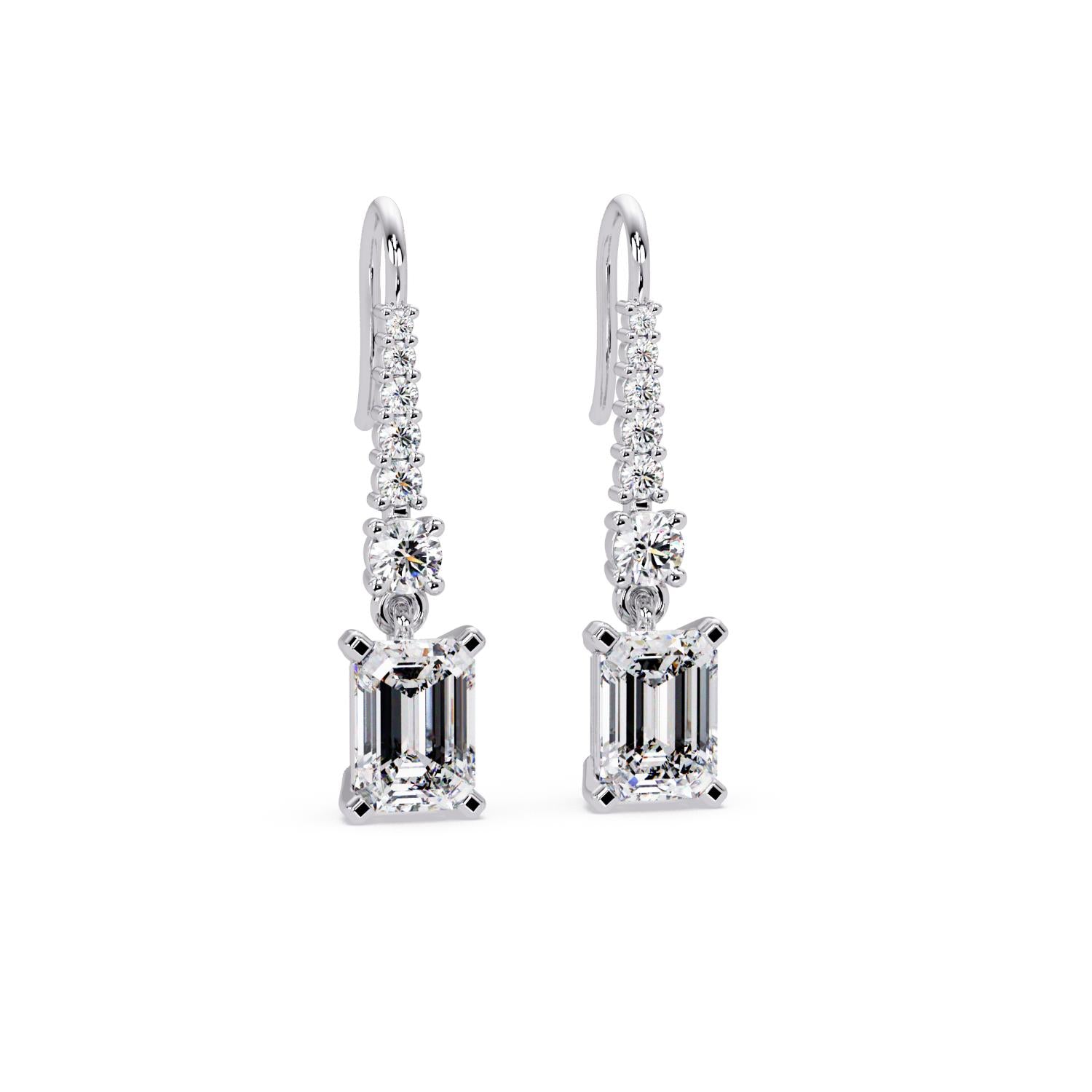 Octagon 3.00 Ct Lab-Grown Diamond Drop Earrings - Sterling Silver